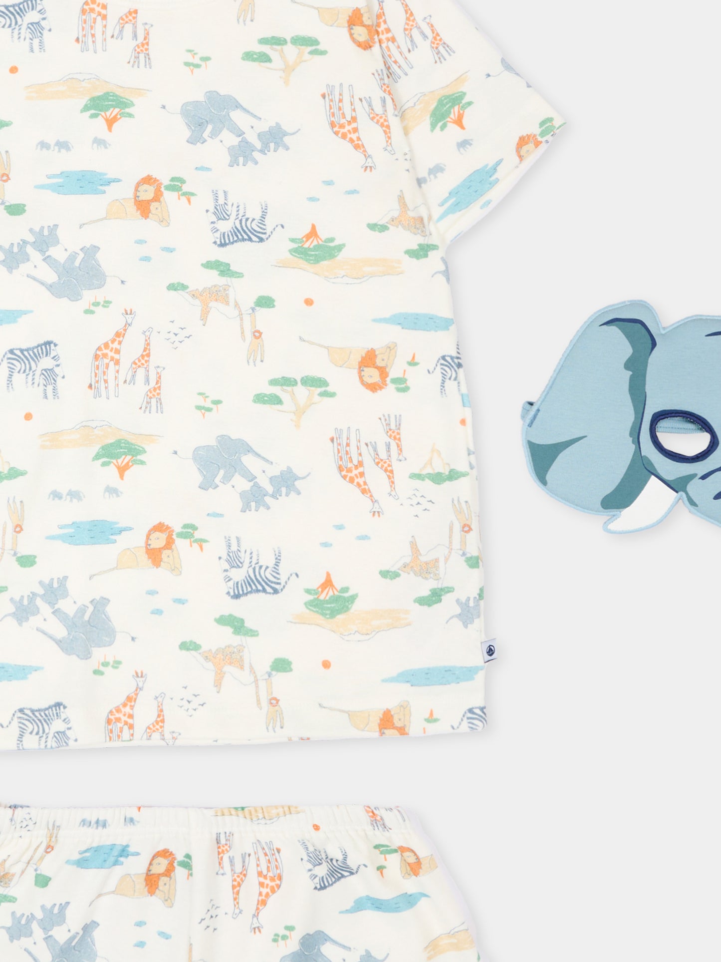 Pigiama multicolor safari per bambini,Petit Bateau,A0F6M MARSHMALLOW/MULTICO 01