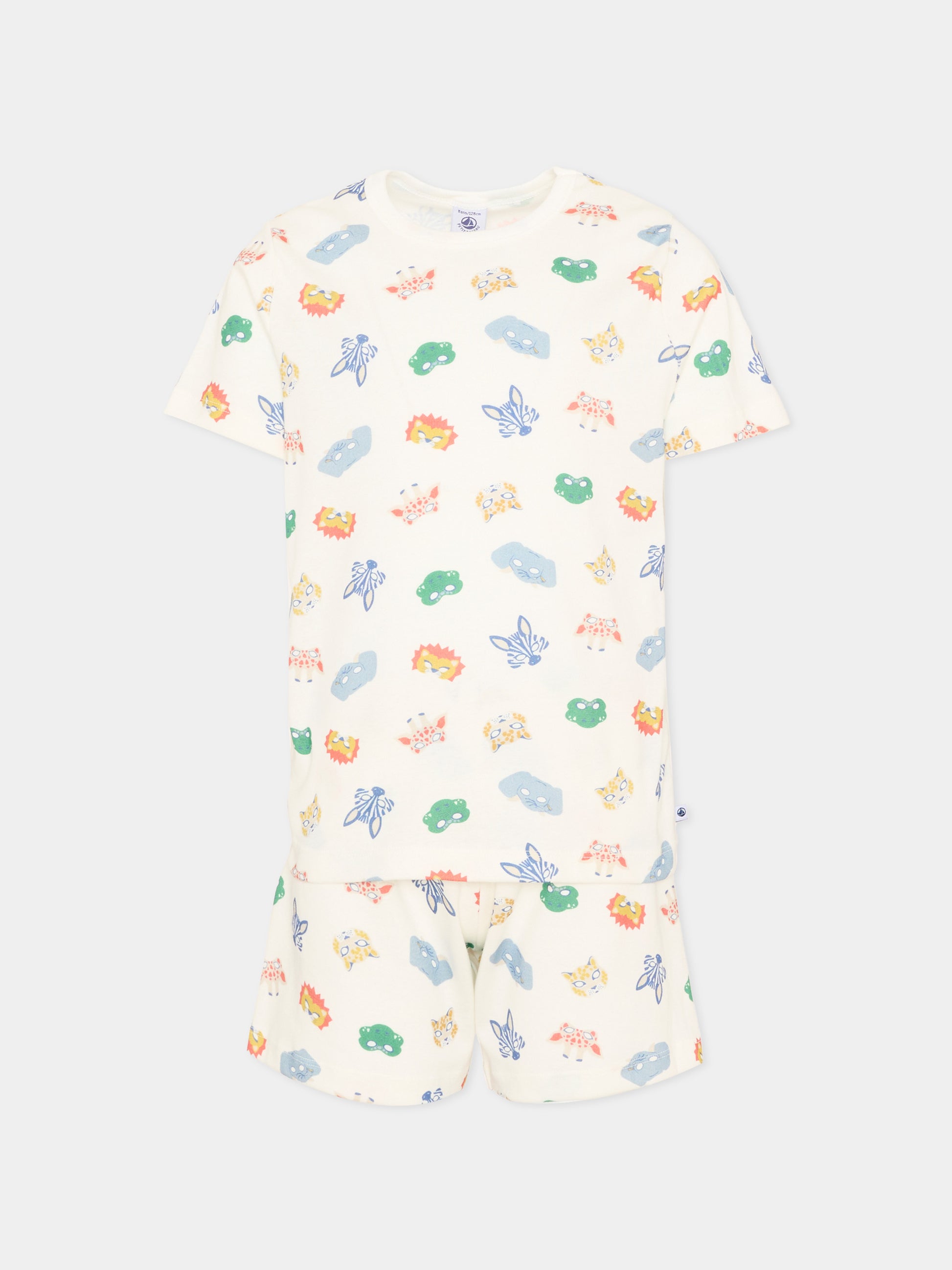 Pigiama multicolor per bambino con maschere,Petit Bateau,A0F6P MARSHMALLOW/MULTICO 01