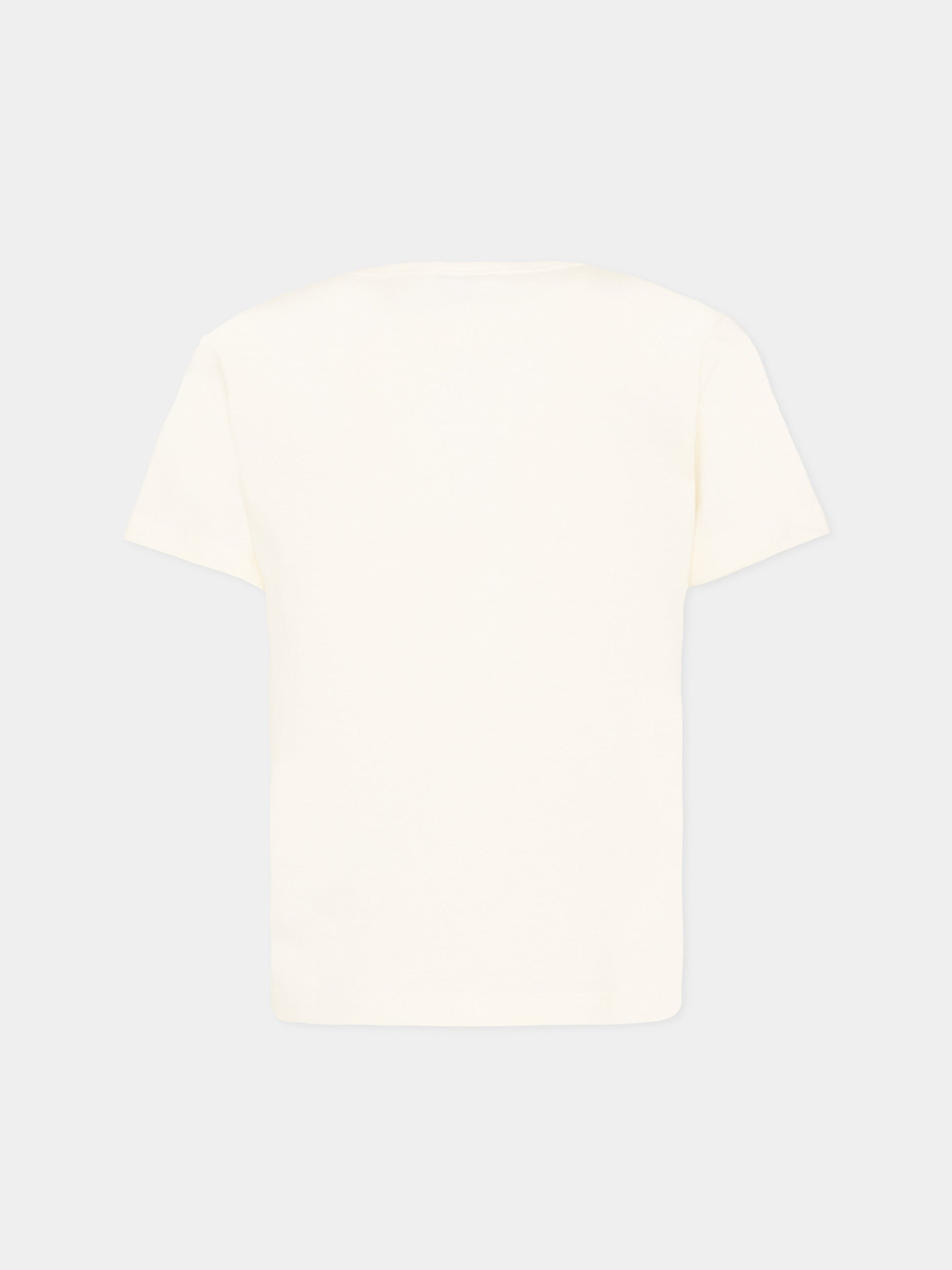 T-Shirt avorio per bambini con logo,Petit Bateau,A0FB8 MARSHMALLOW/MULTICO 04