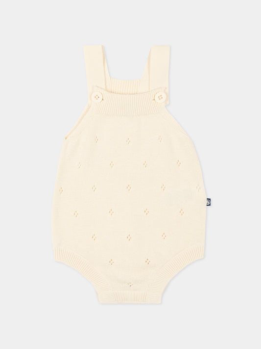 Pagliaccetto avorio per neonata crochet,Petit Bateau,A0FOP MILK 01