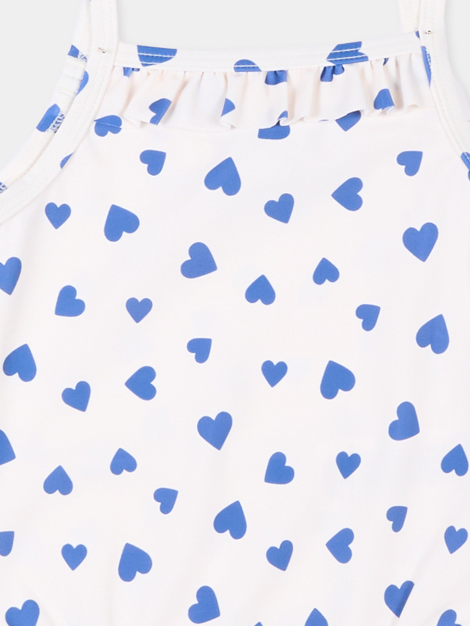 Costume intero avorio per neonata a cuori,Petit Bateau,A0FNS MARSHMALLOW/CREPUSCULE 01