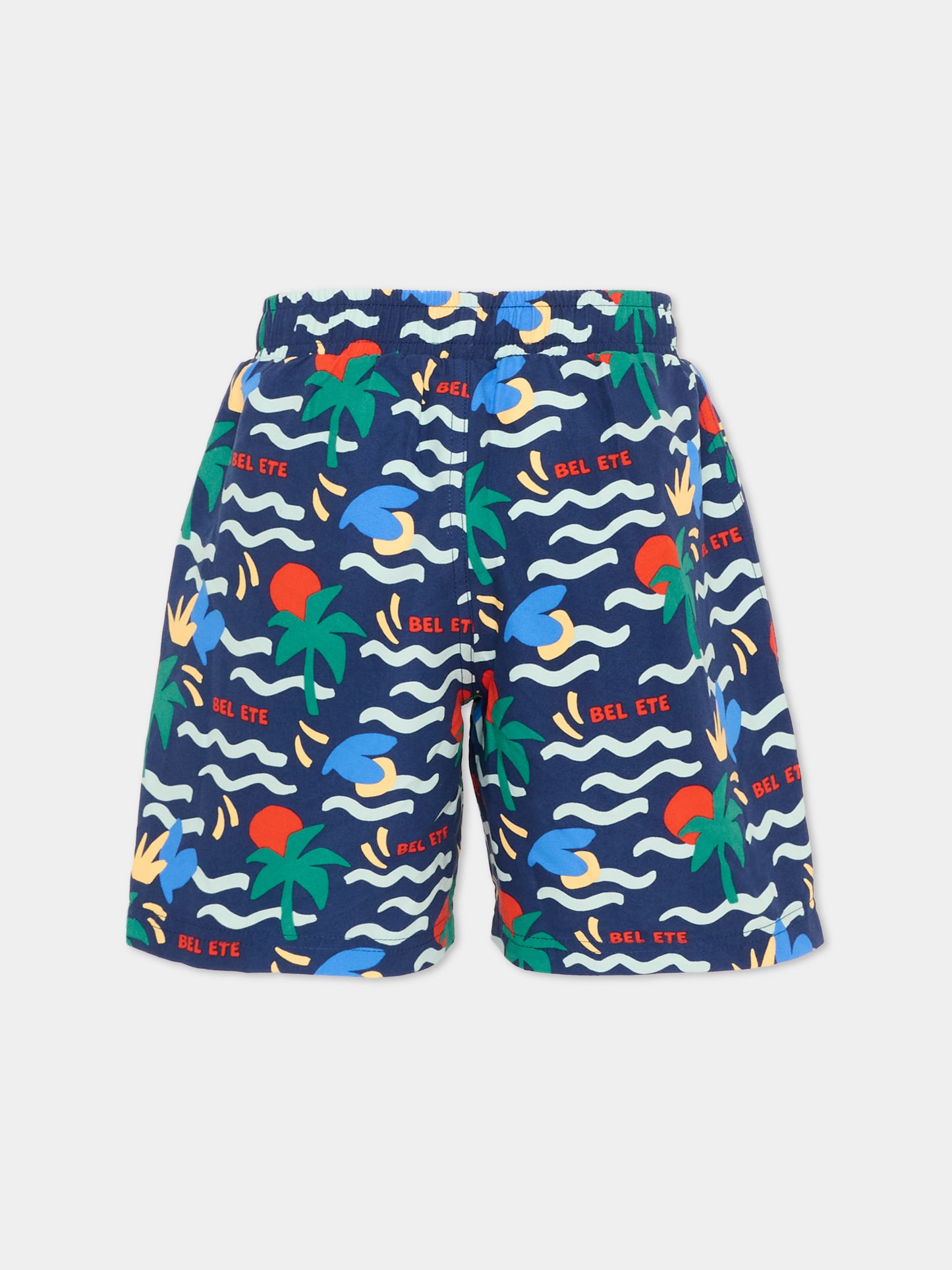 Boxer mare blu per bambino con stampa balneare,Petit Bateau,A0FJN CREPUSCULE/MULTICO 01