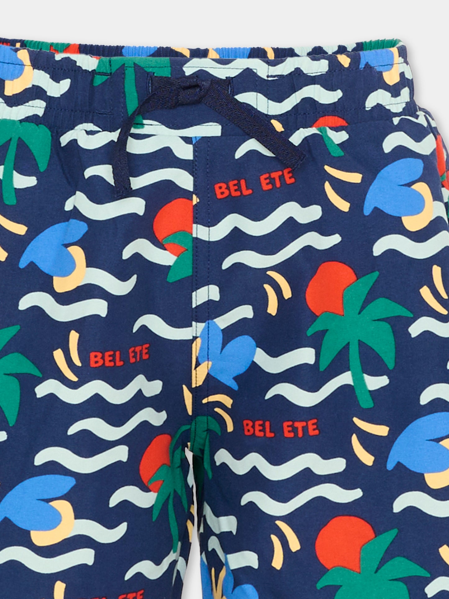 Boxer mare blu per bambino con stampa balneare,Petit Bateau,A0FJN CREPUSCULE/MULTICO 01