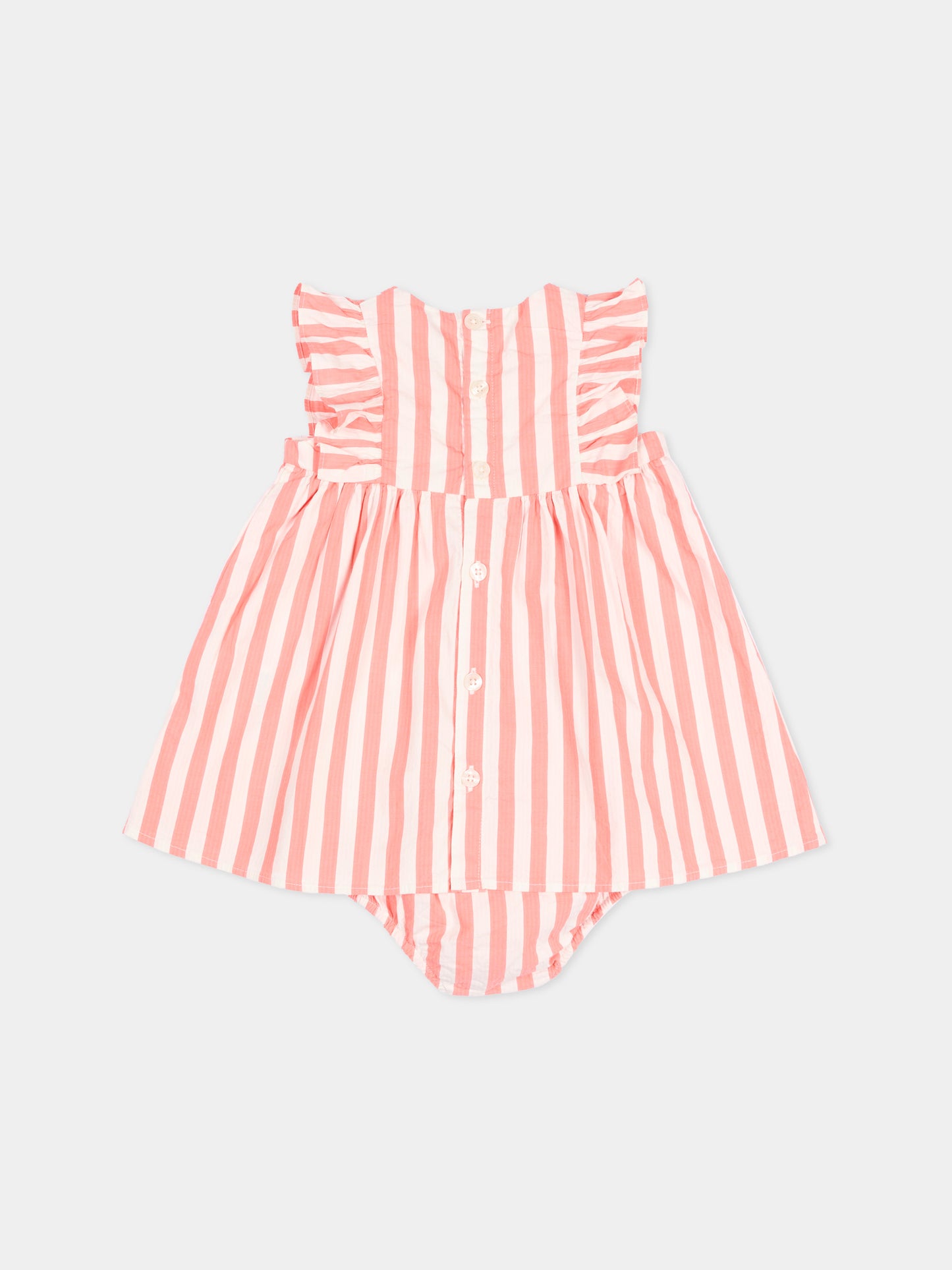 Vestito multicolor per neonata a righe,Petit Bateau,A0FFZ FLAMAND/MARSHMALLOW 01