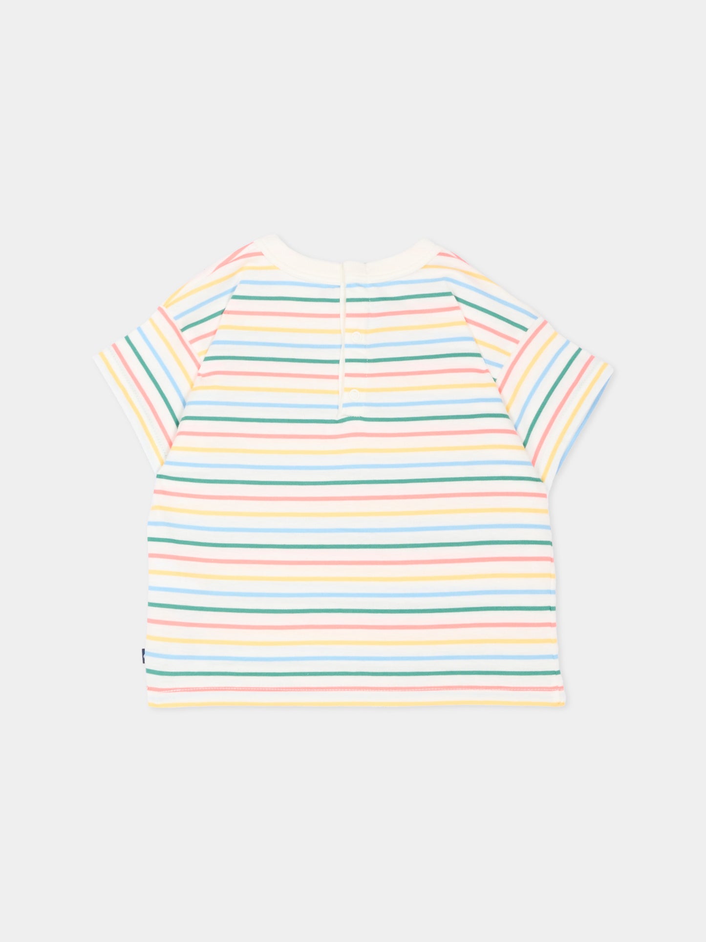 T-Shirt multicolor per neonati a righe,Petit Bateau,A0FPK MARSHMALLOW/MULTICO 01