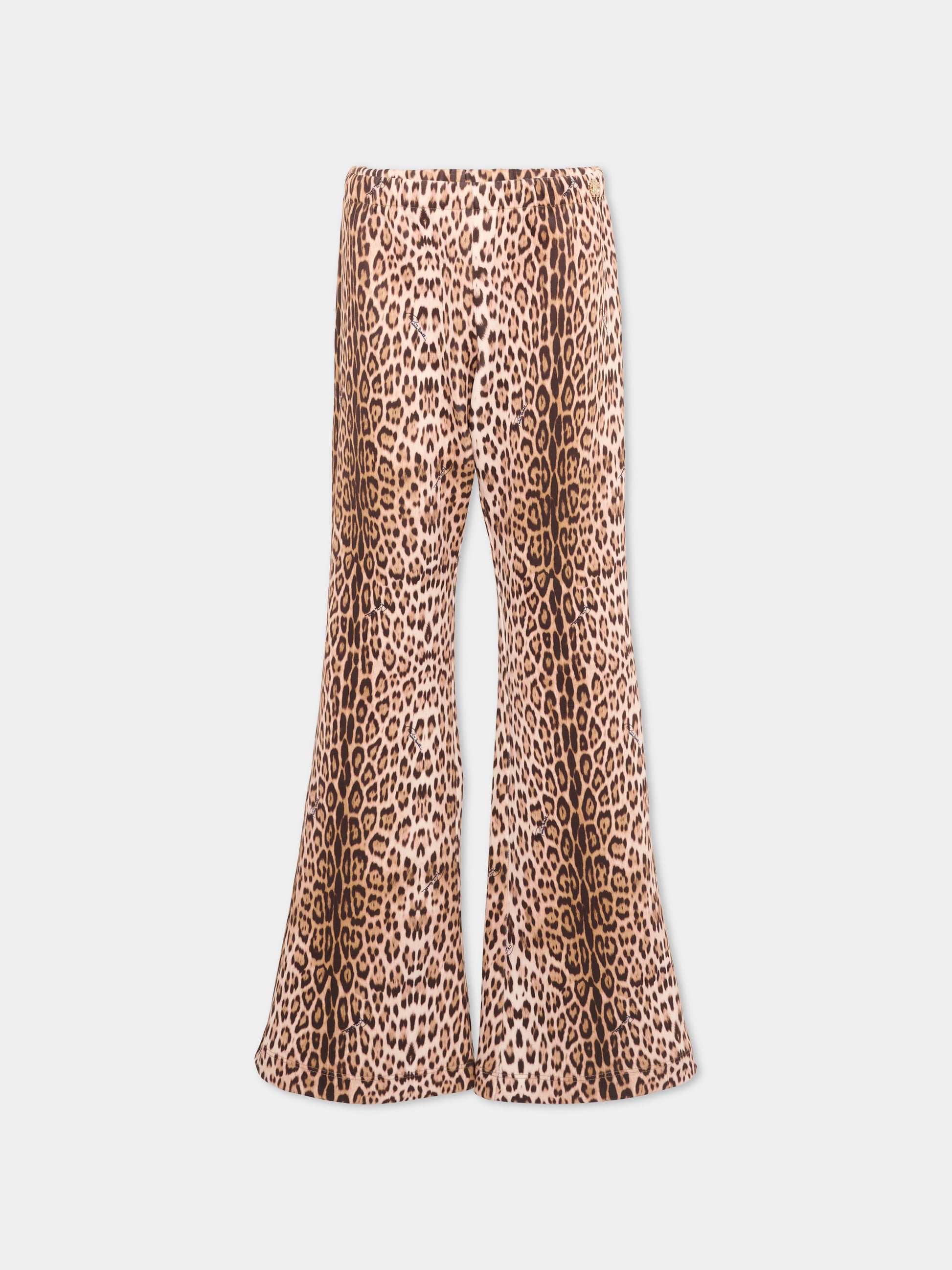 Leggings marroni per bambina animalier,Roberto Cavalli Kids,CGP26007LE MACULA NEW HERITAGE