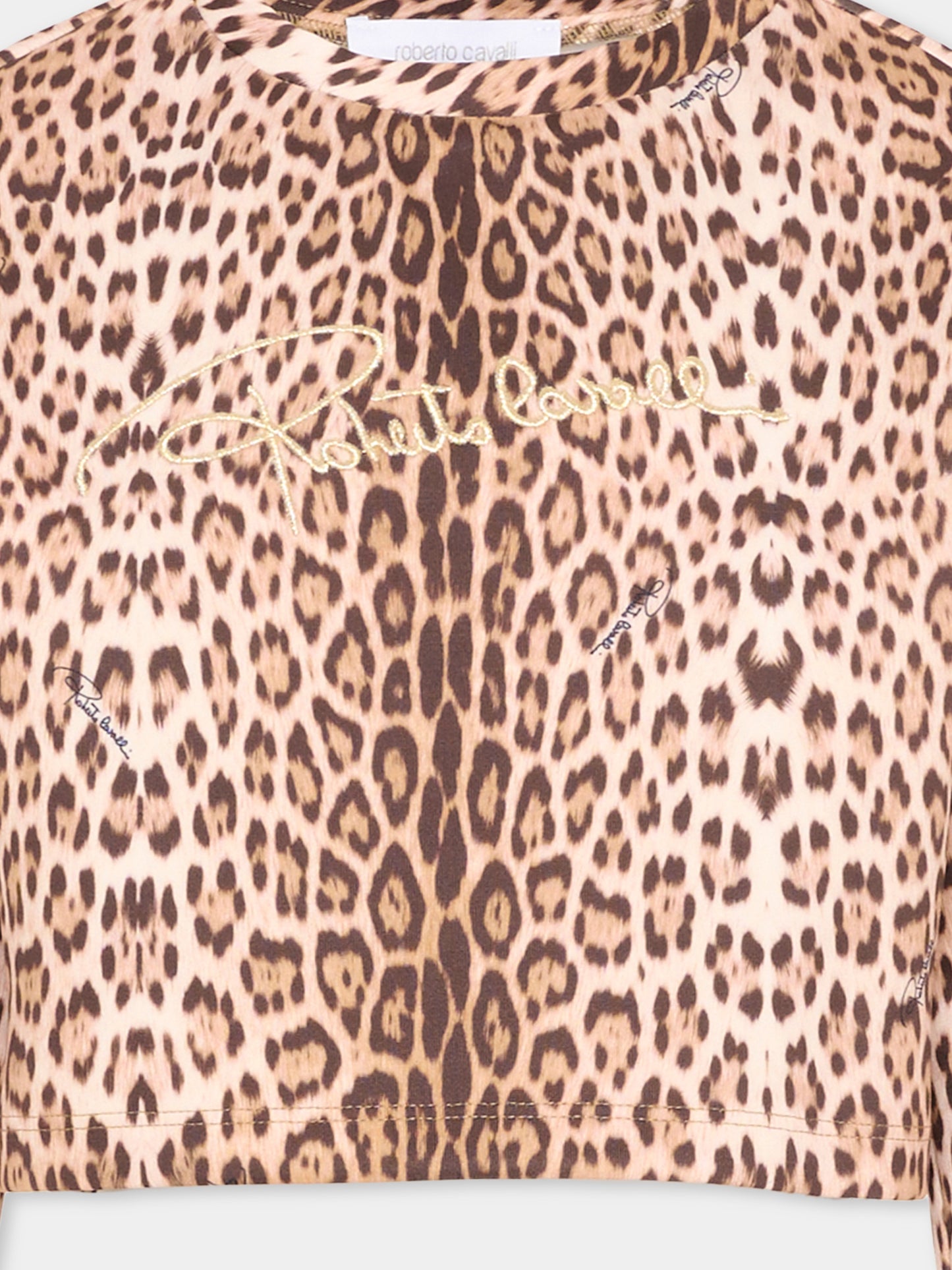 Felpa marrone per bambina animalier,Roberto Cavalli Kids,CGP26086FE MACULA NEW HERITAGE