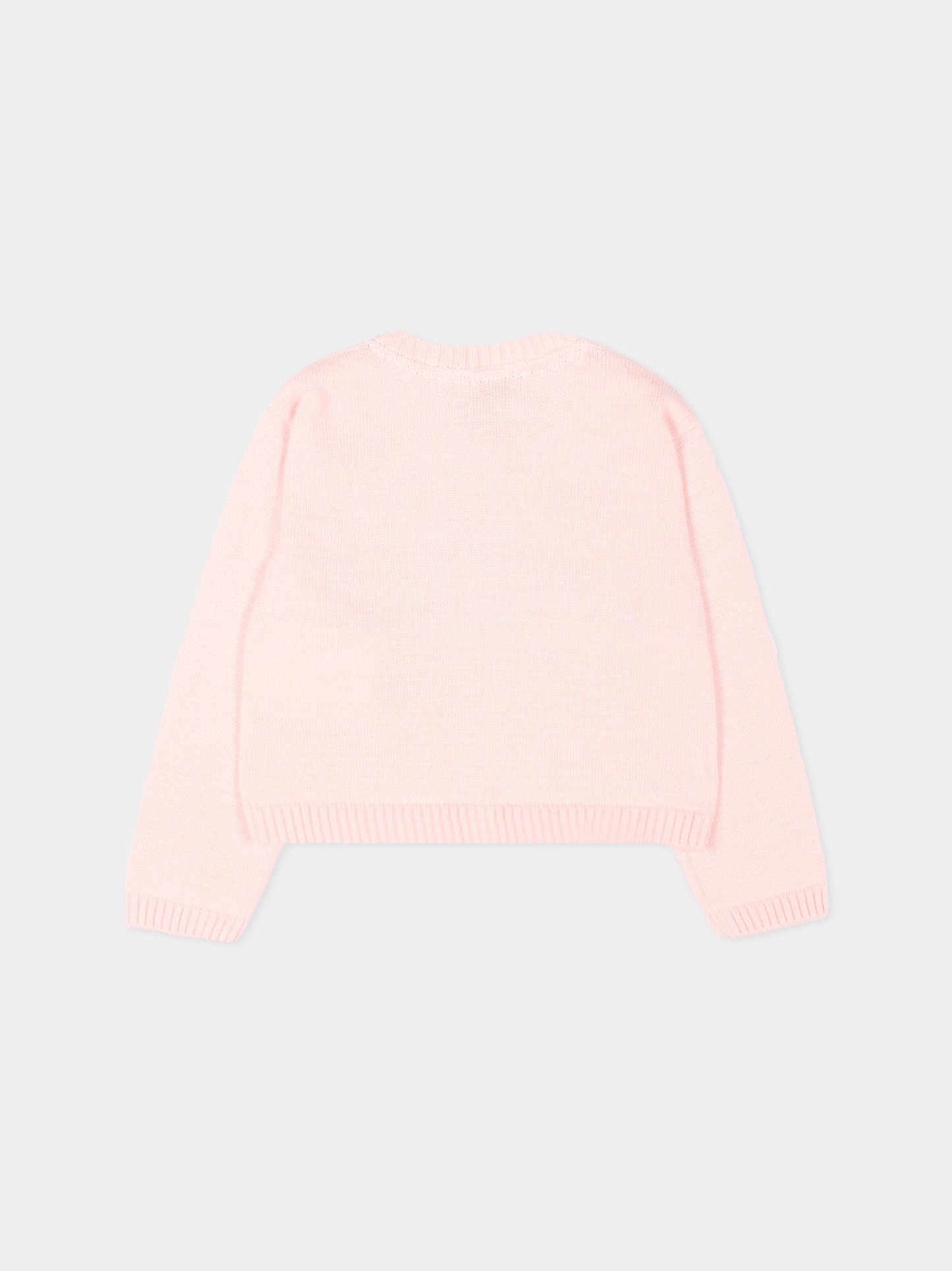 Cardigan rosa per neonata con logo,Roberto Cavalli Kids,CIP26115CD PINK DOGWOOD