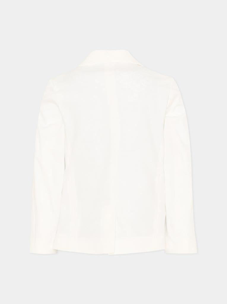 Giacca bianca doppiopetto per bambino,Roberto Cavalli Kids,CBP26100GC WHITE
