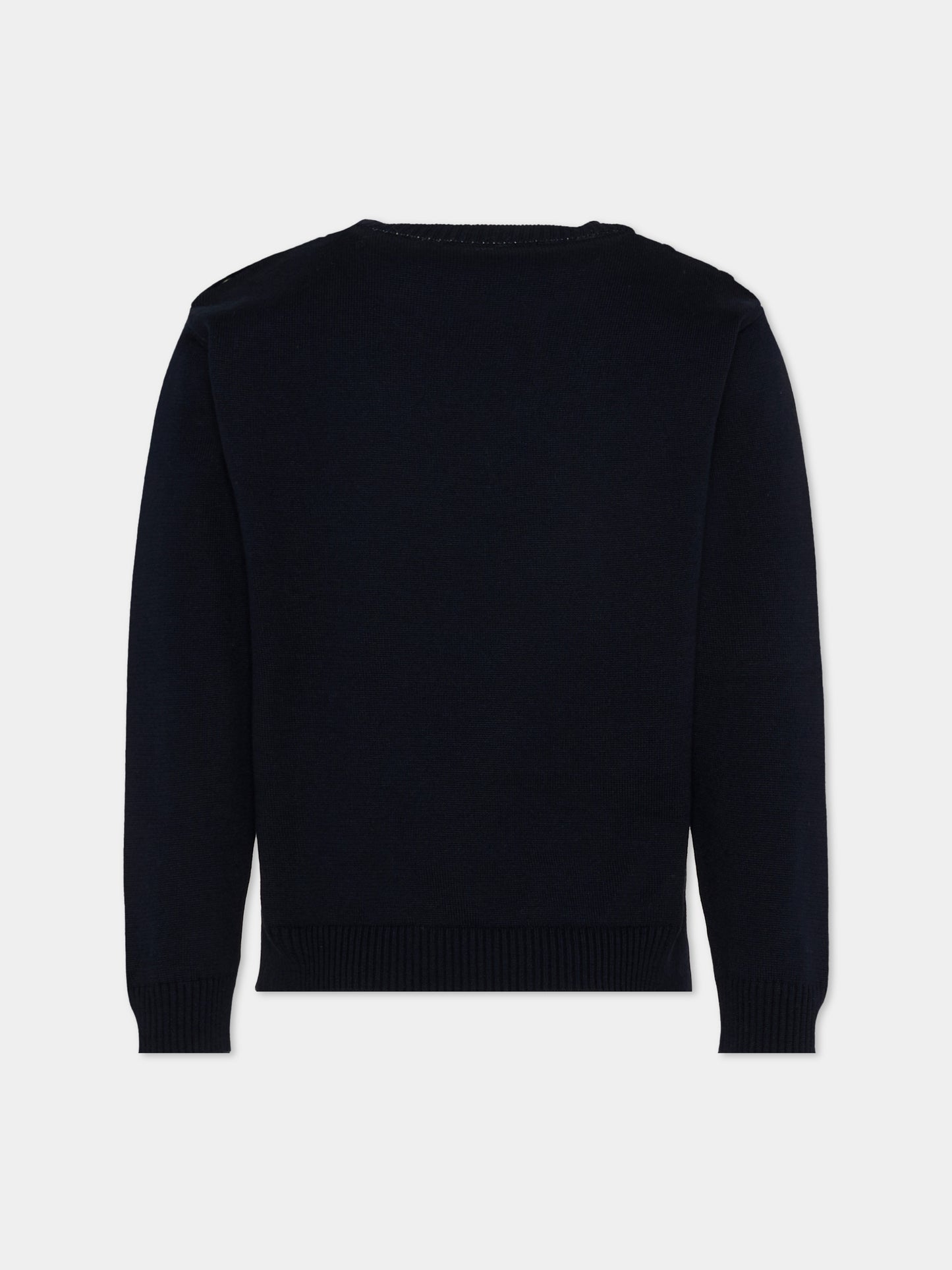 Maglione blu per bambino con logo,Roberto Cavalli Kids,CBP26013MA BLUE PEACOAT