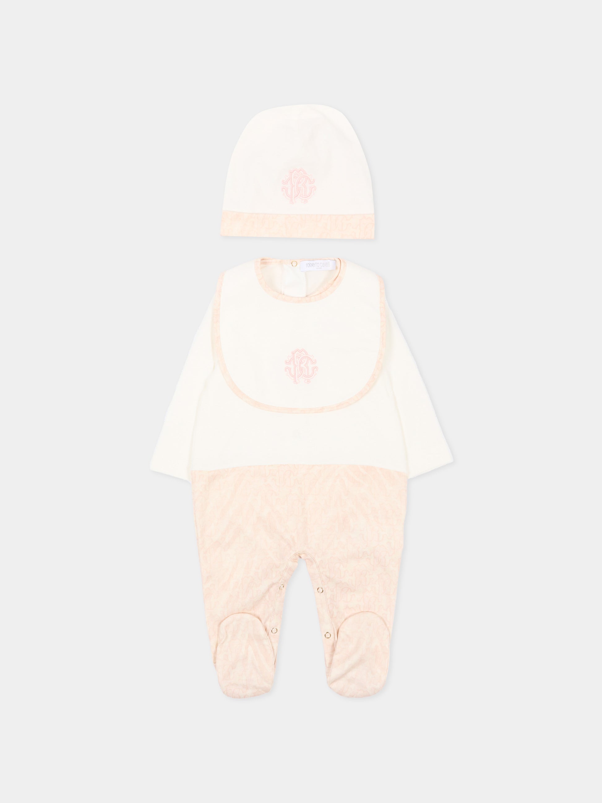 Set tutine rosa per neonata con logo,Roberto Cavalli Kids,CLP26004TU ZEBRA ROSA