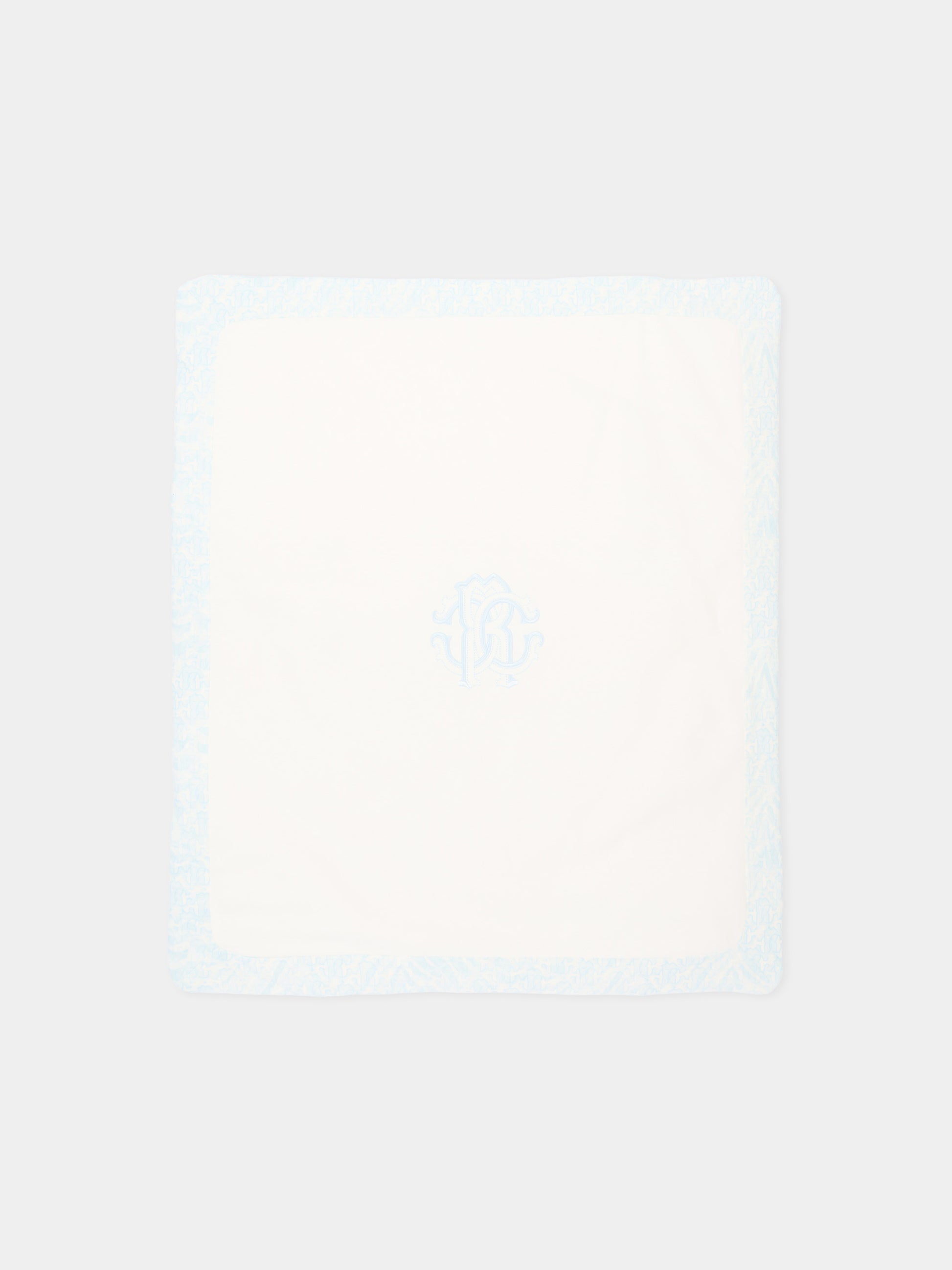 Coperta celeste per neonato con monogram,Roberto Cavalli Kids,CLP26011CE ZEBRA CELESTE