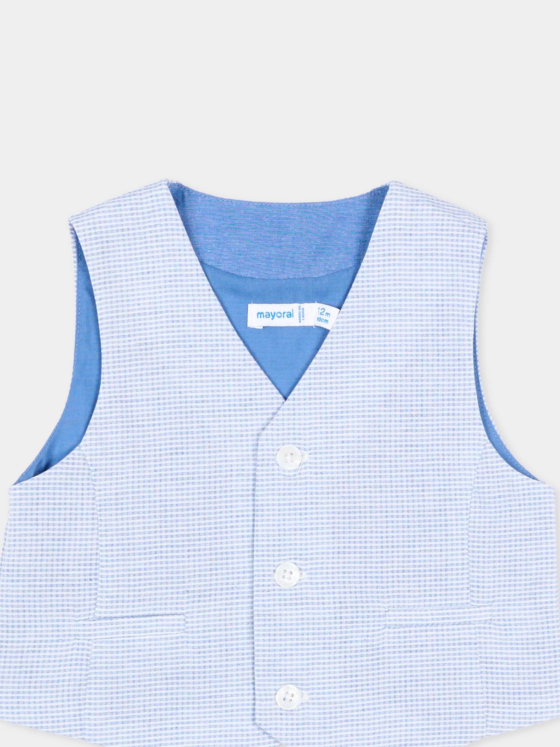 Panciotto azzurro per neonato a quadretti,Mayoral,1312 015