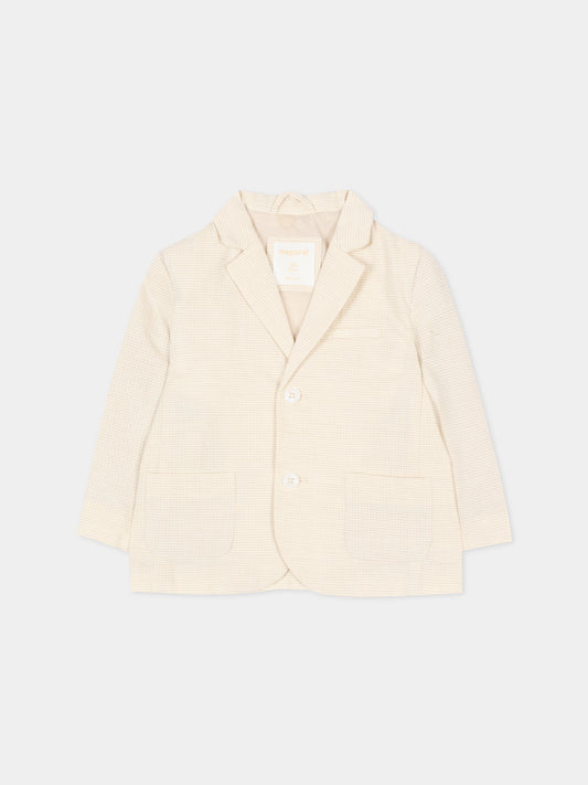 Giacca beige per neonato a quadretti,Mayoral,1404 024