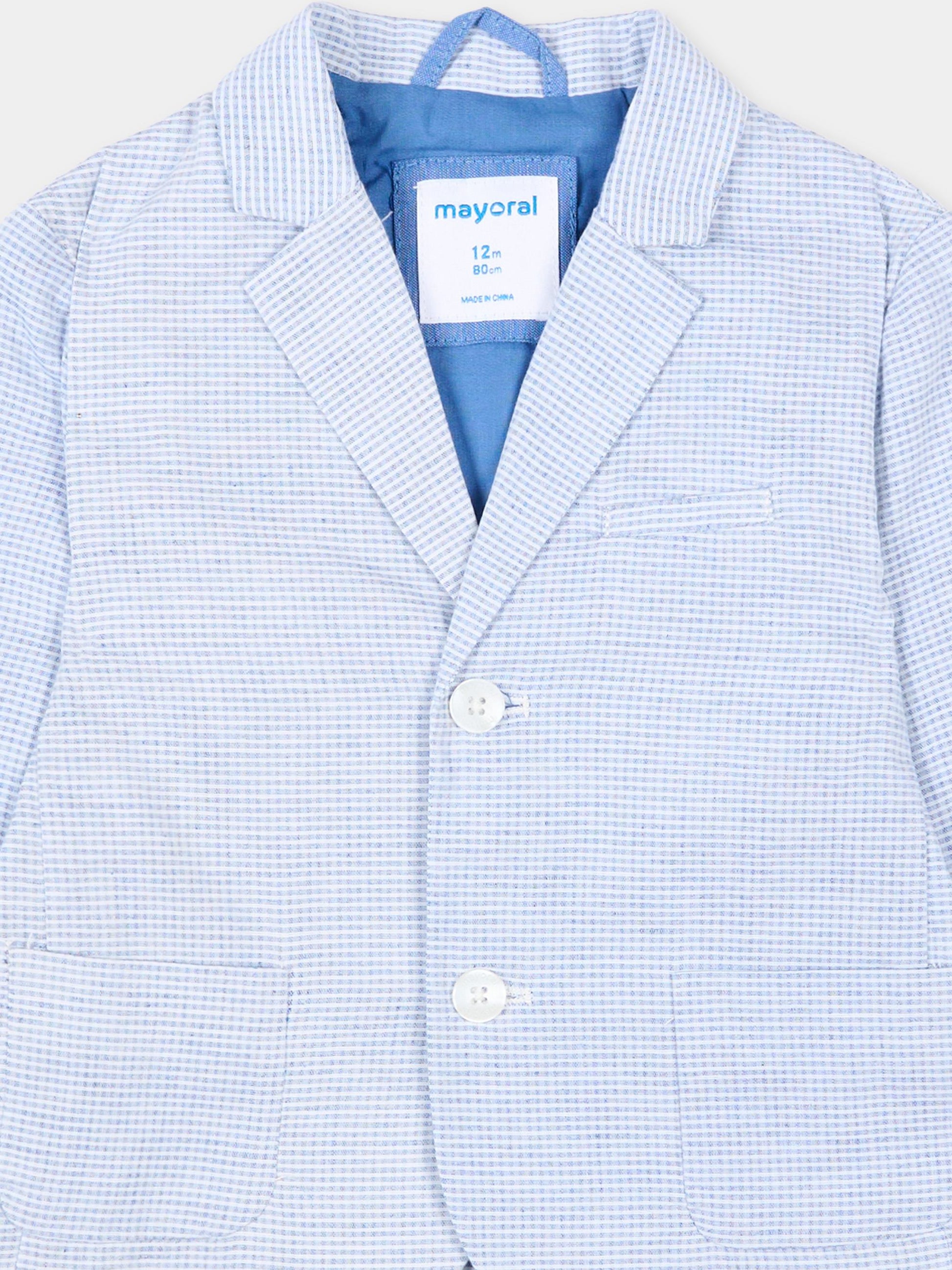 Giacca azzurra per neonato a micro quadri,Mayoral,1404 026