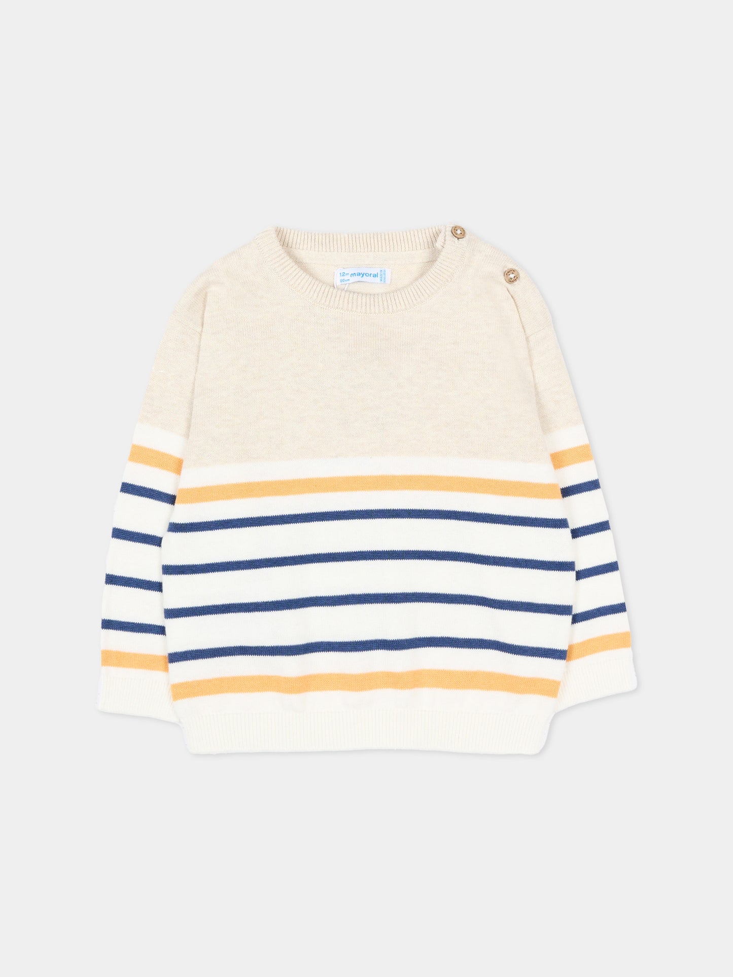 Maglione beige per neonato a righe,Mayoral,1309 071