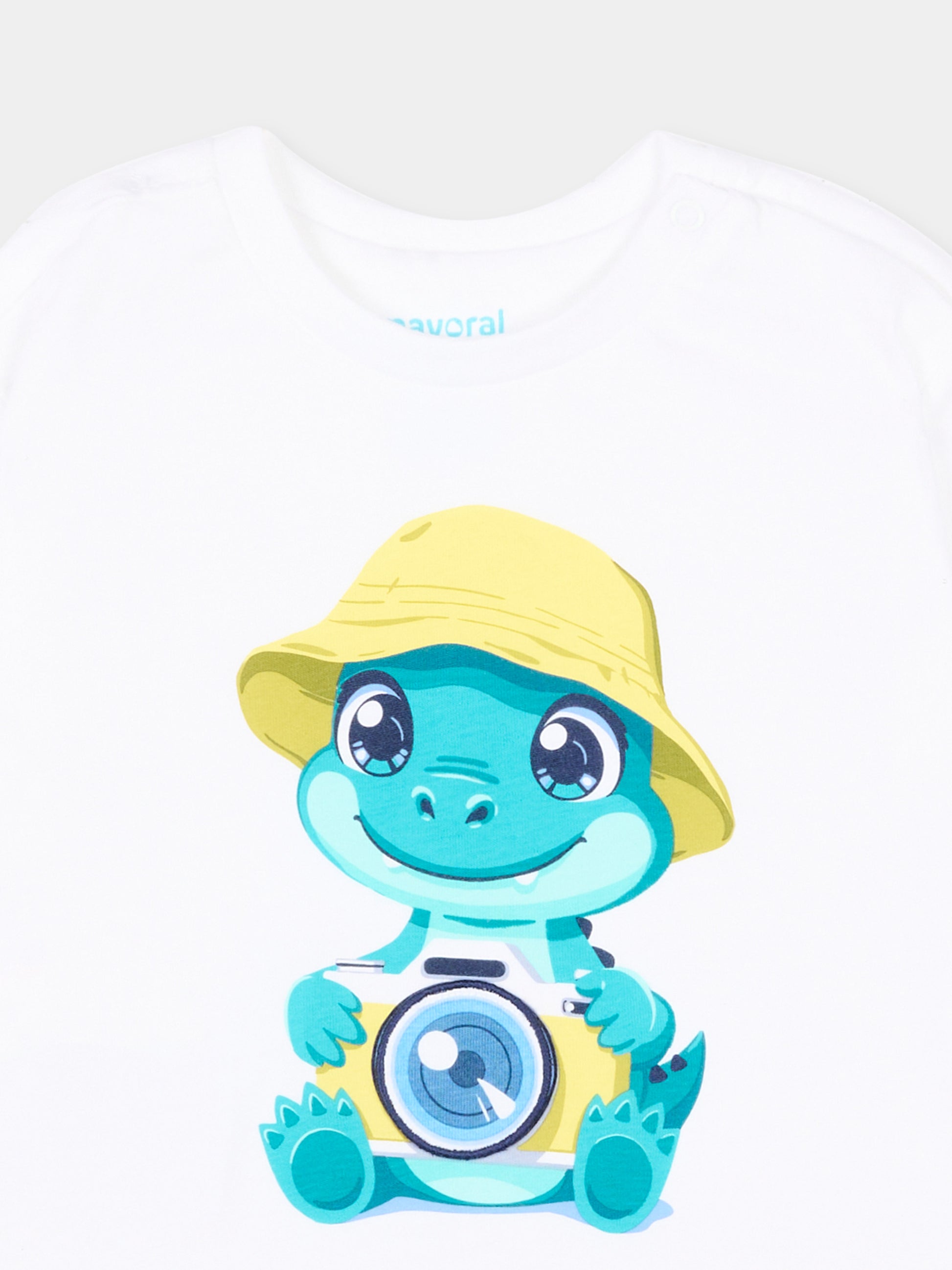 T-Shirt bianca per neonato con stampa tartaruga,Mayoral,1016 026