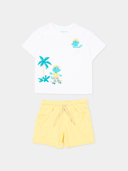 Completo sportivo giallo per neonato con dinosauro,Mayoral,1672 053