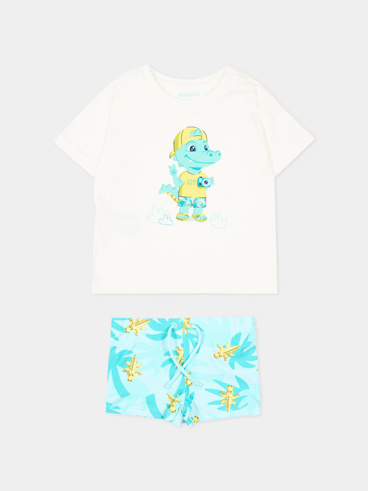 Completo sportivo verde acqua per neonato con coccodrilli,Mayoral,1661 077