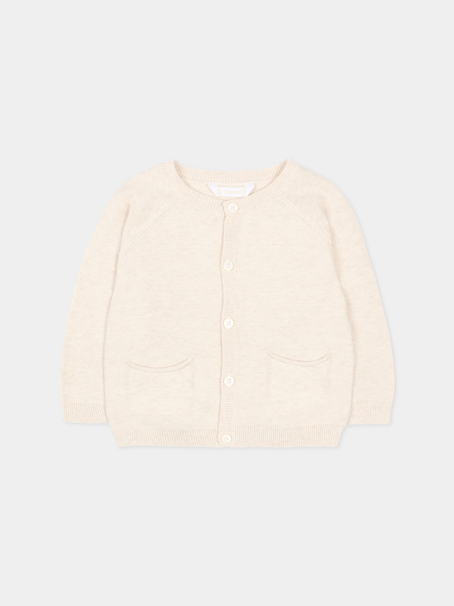 Cardigan beige per neonato con tasche,Mayoral,1311 080