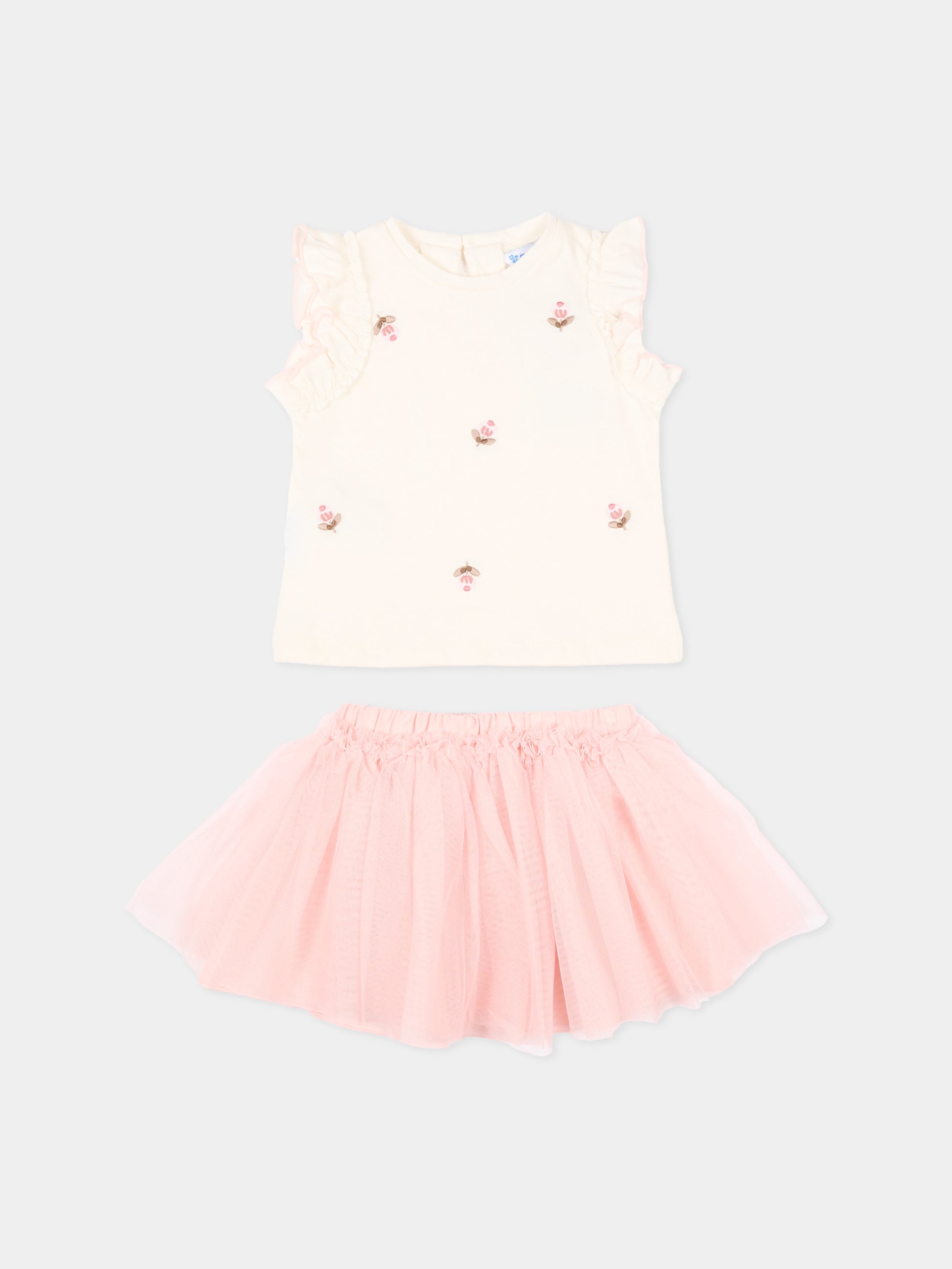 Completo rosa per neonata con fiori ricamati,Mayoral,1933 046