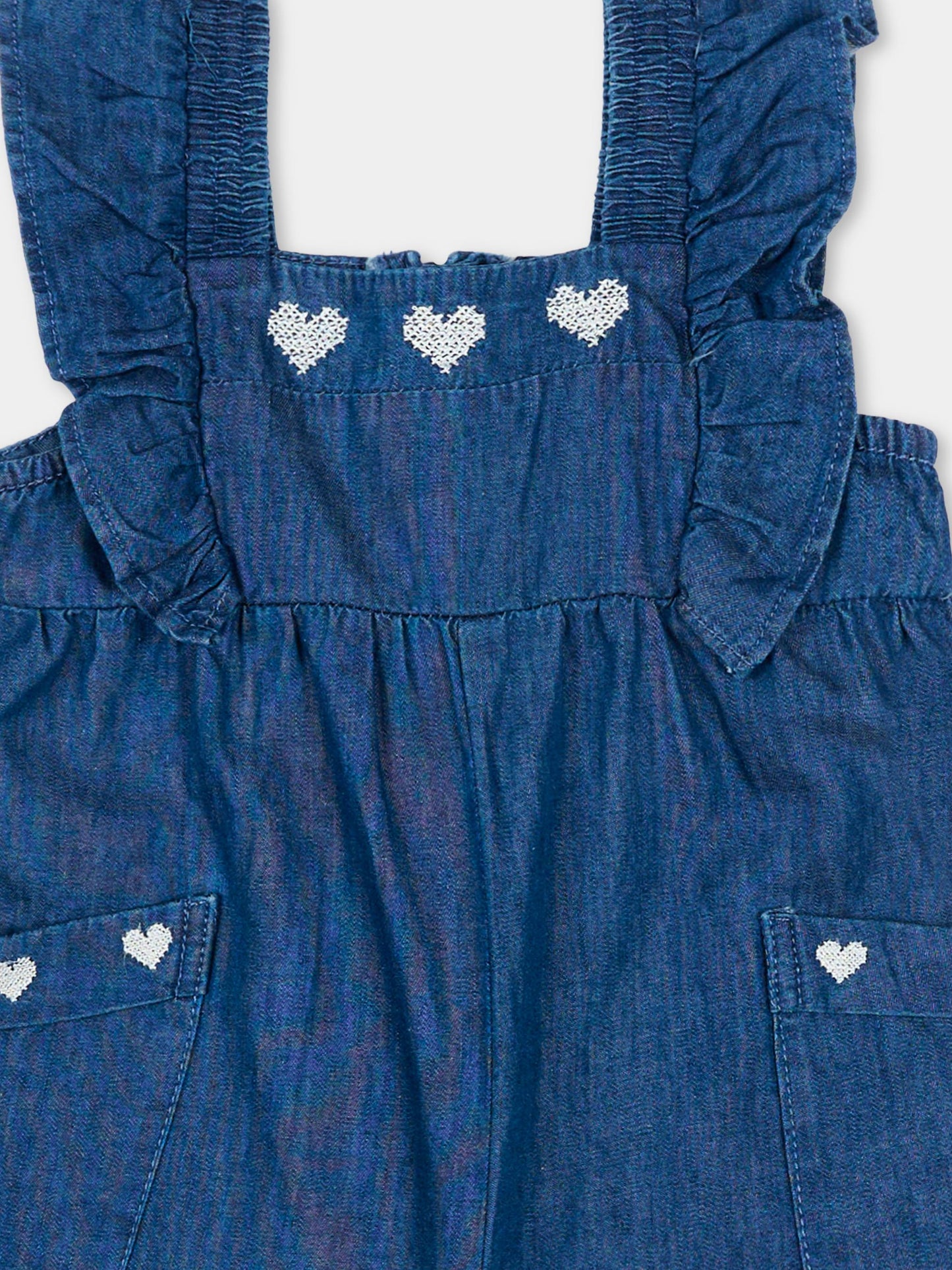 Salopette denim per neonata con cuori,Mayoral,1828 028