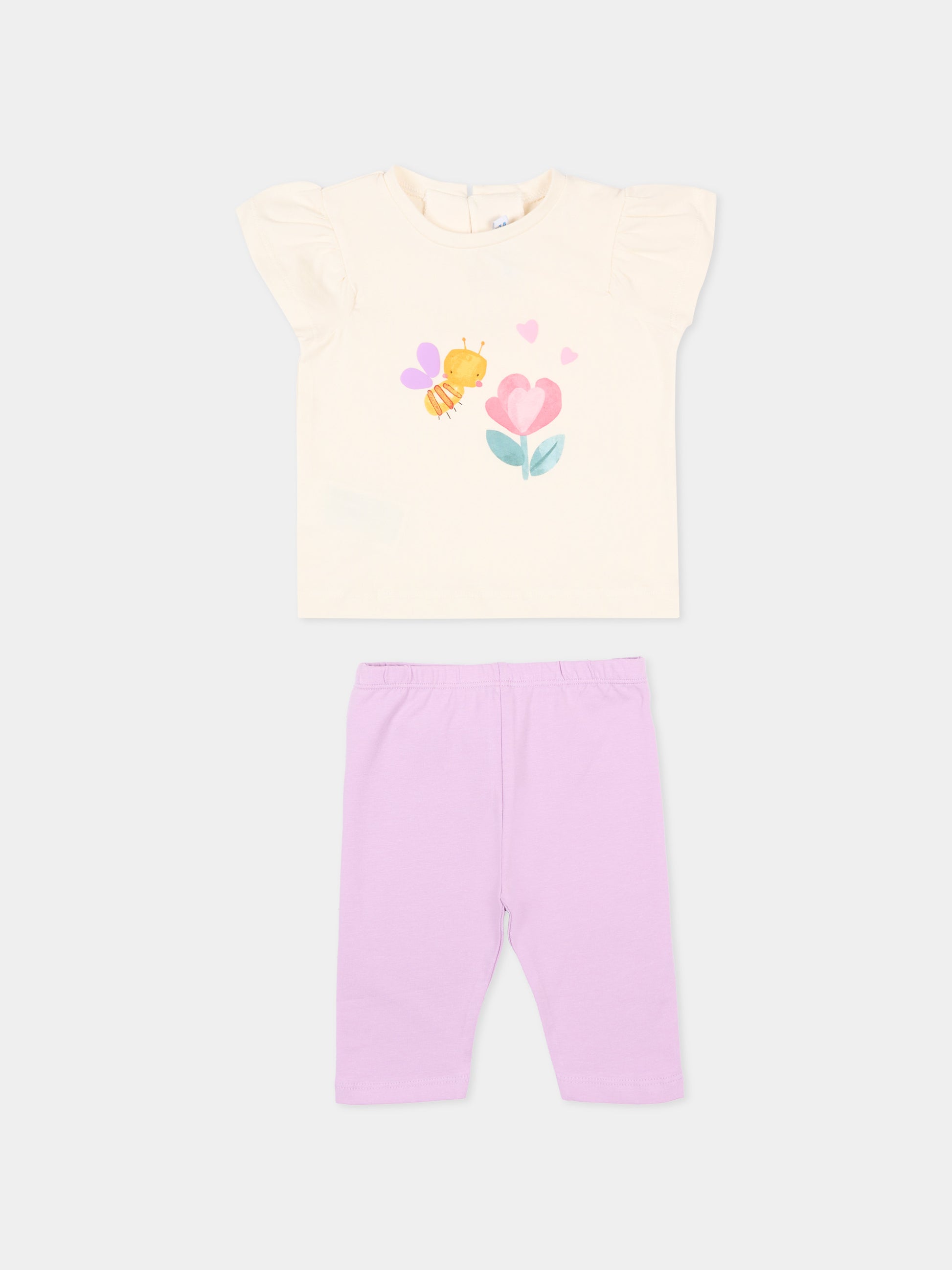 Completo sportivo lilla per neonata con stampa ape,Mayoral,1751 093