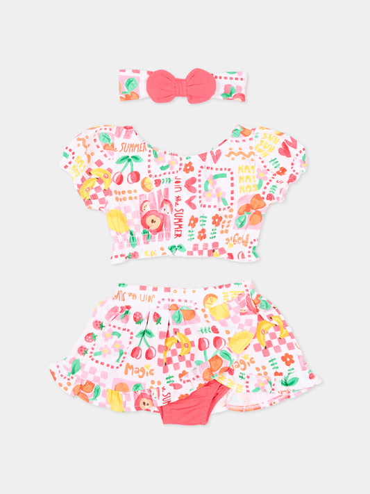 Completo sportivo bianco per neonata con frutta,Mayoral,1934 084