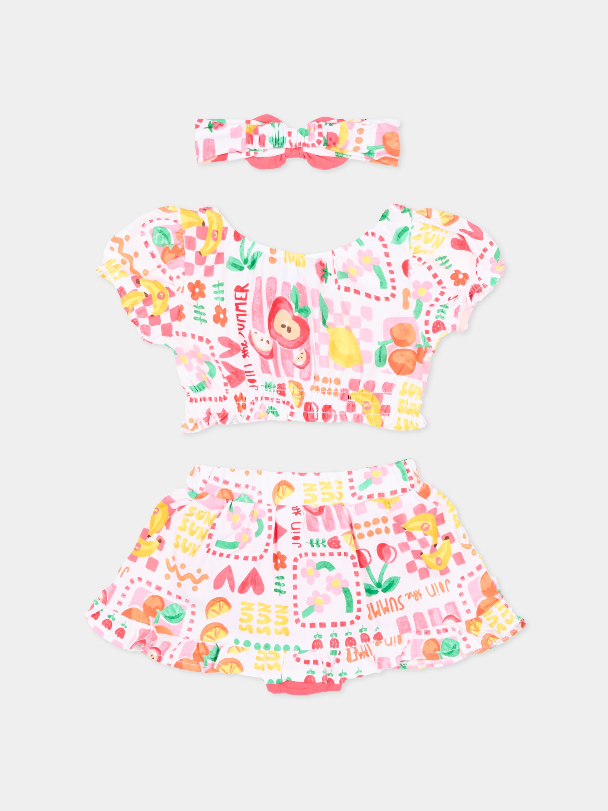 Completo sportivo bianco per neonata con frutta,Mayoral,1934 084