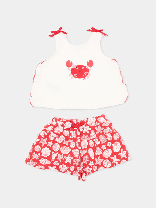 Completo sportivo rosso per neonata con stampa mare,Mayoral,1210 065