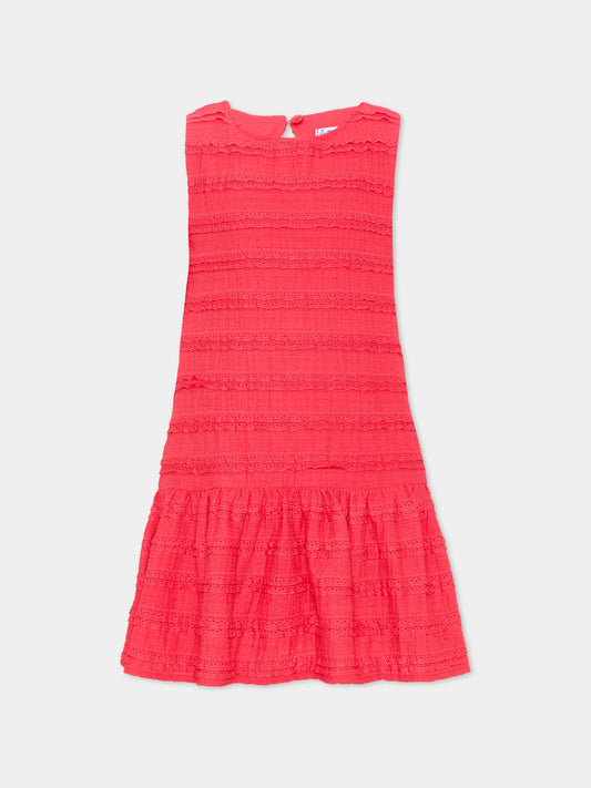 Vestito rosso per bambina con rouches,Mayoral,3945 026