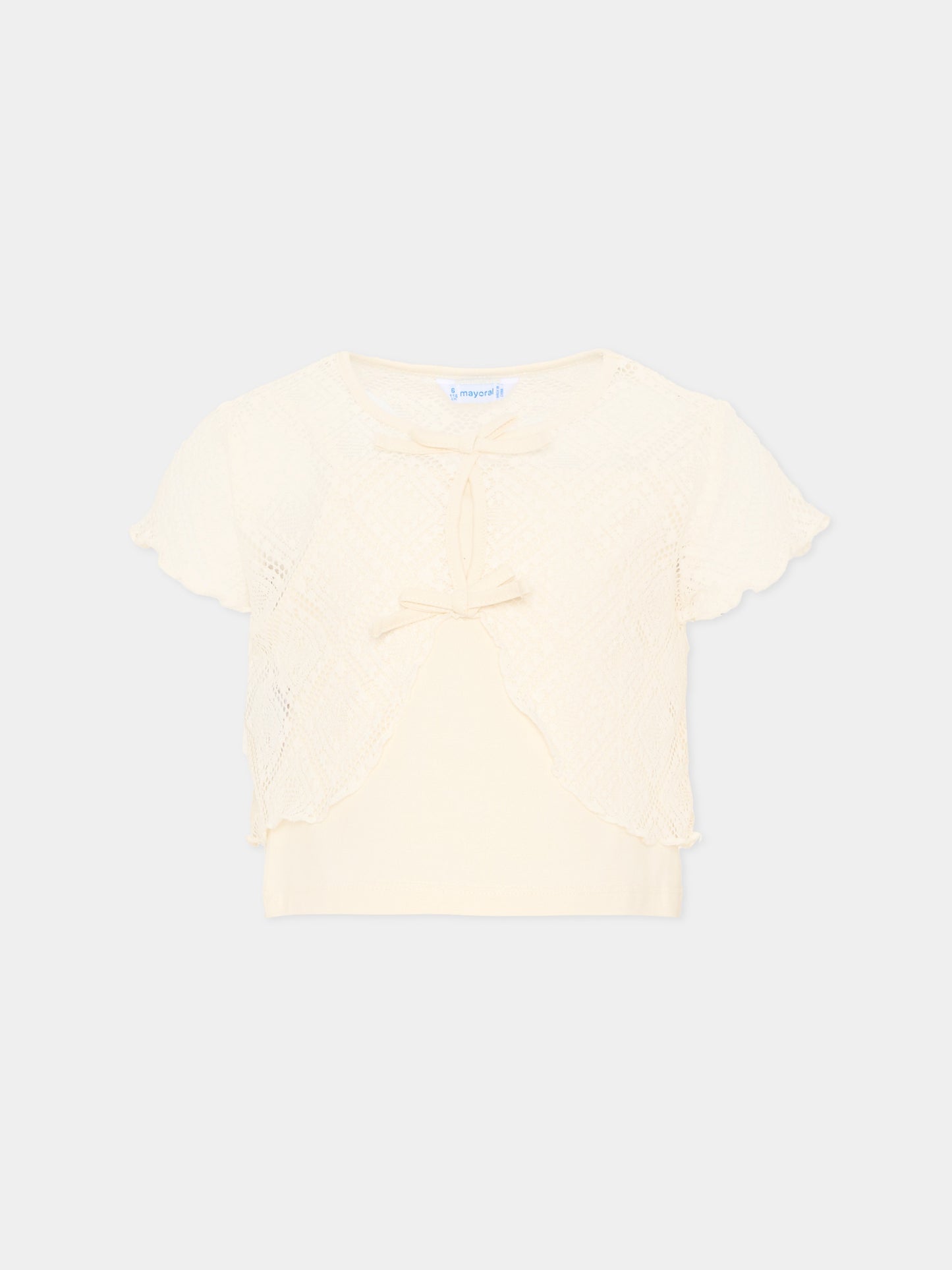 Top avorio in rete per bambina,Mayoral,3015 088