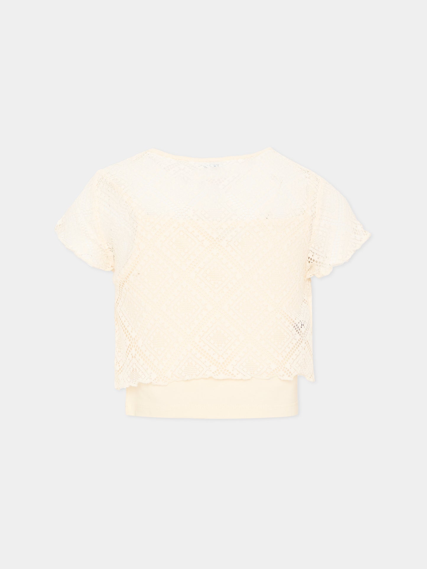 Top avorio in rete per bambina,Mayoral,3015 088