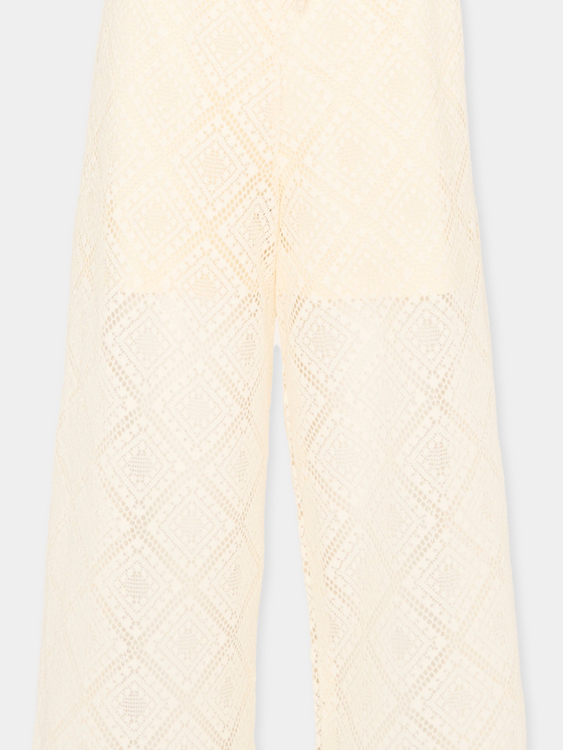 Pantaloni casual avorio per bambina in pizzo,Mayoral,3591 088