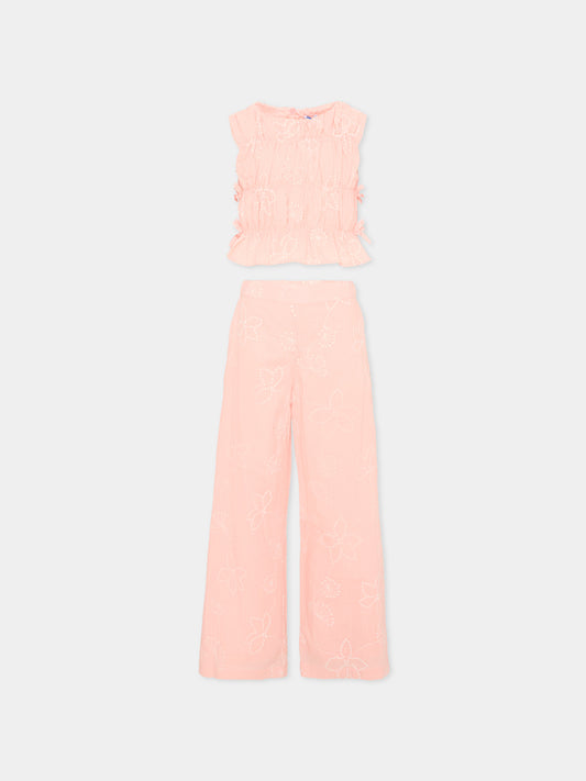 Completo rosa per bambina con motivo floreale,Mayoral,3592 077