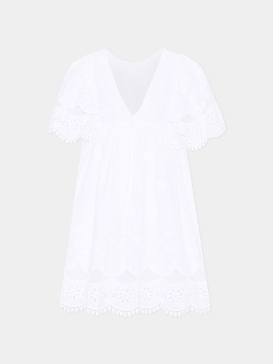 Abito bianco per bambina in pizzo sangallo,Mayoral,3923 081