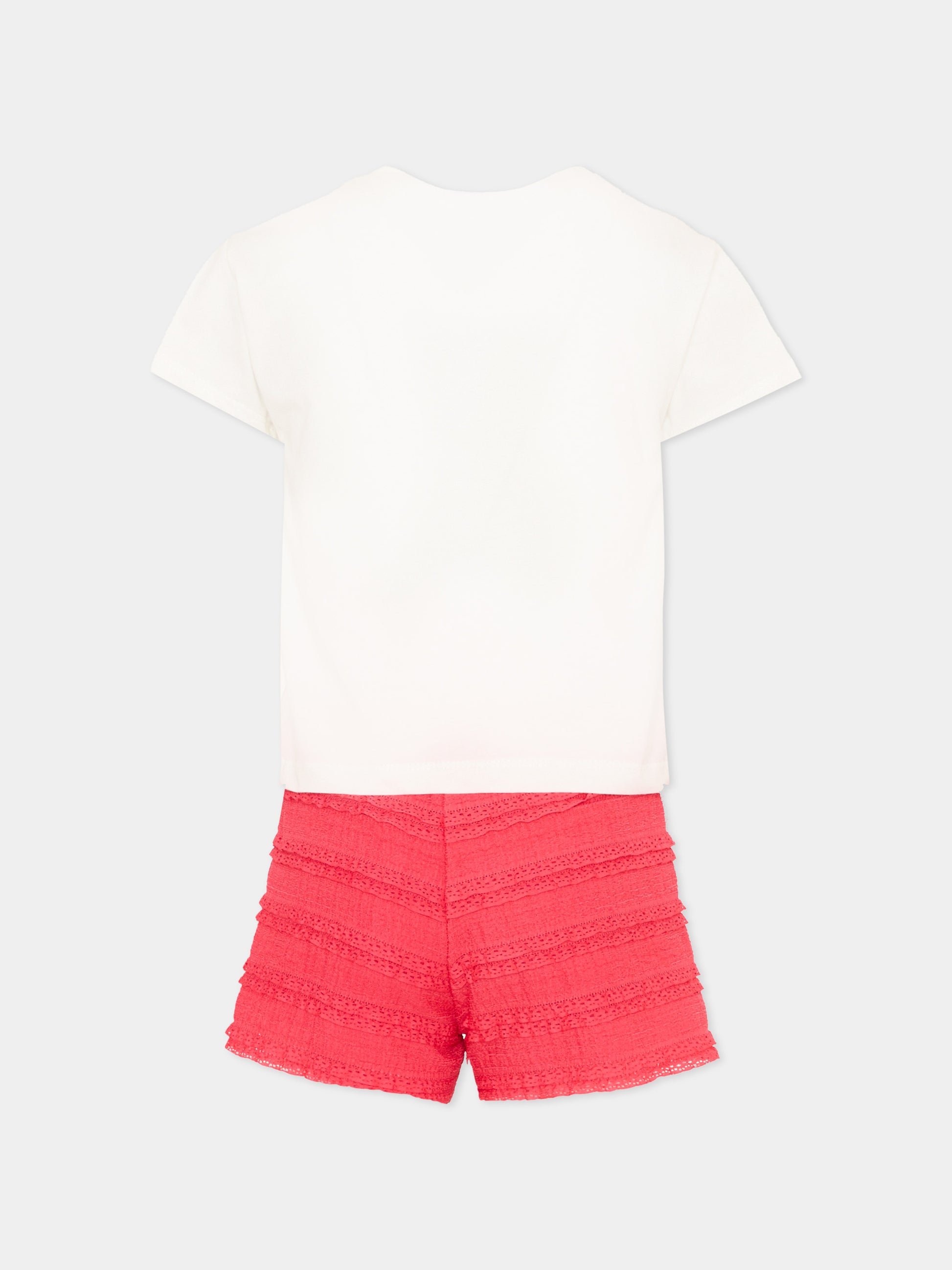 Completo sportivo corto rosso per bambina con conchiglie,Mayoral,3231 075