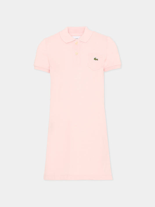 Vestito rosa per bambina con logo,Lacoste,7066 AL5