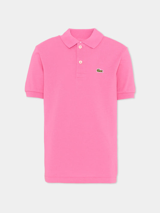 Polo fucsia per bambina con logo,Lacoste,7354 GLH