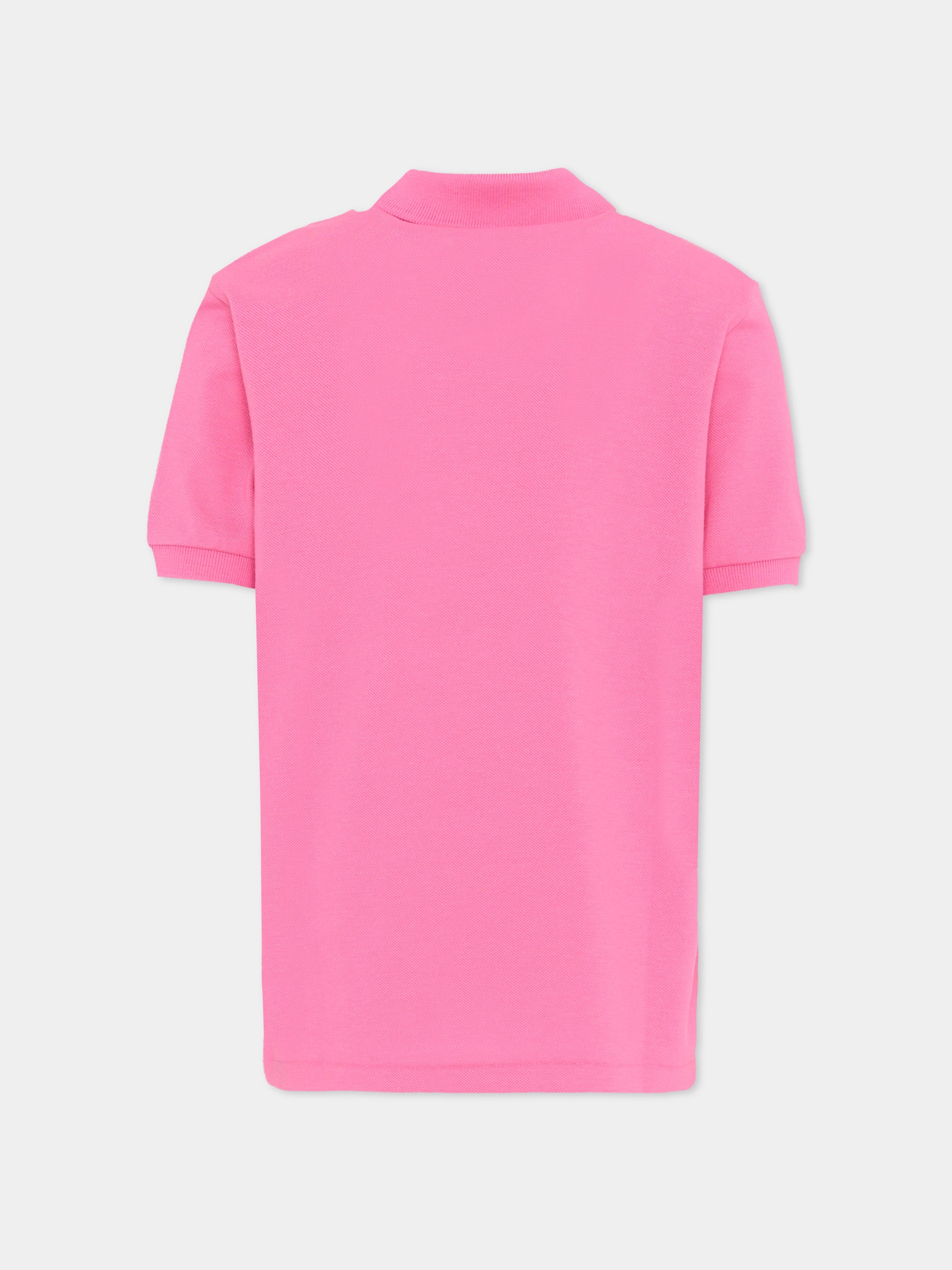 Polo fucsia per bambina con logo,Lacoste,7354 GLH