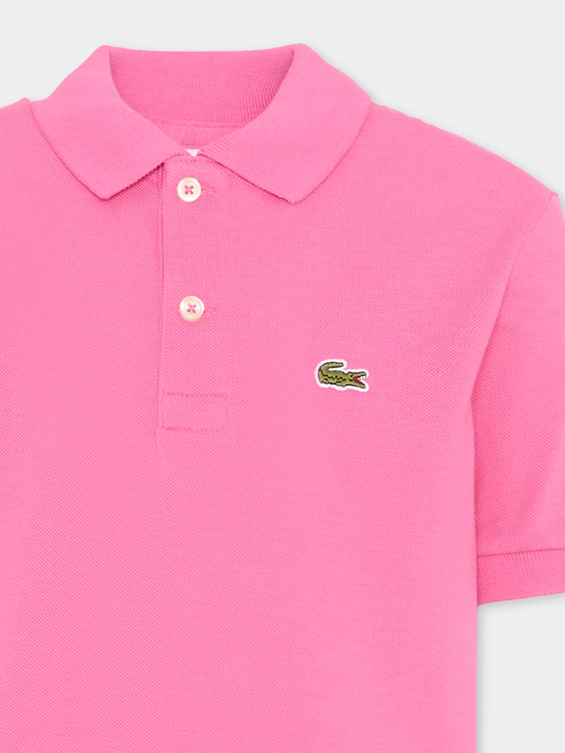 Polo fucsia per bambina con logo,Lacoste,7354 GLH