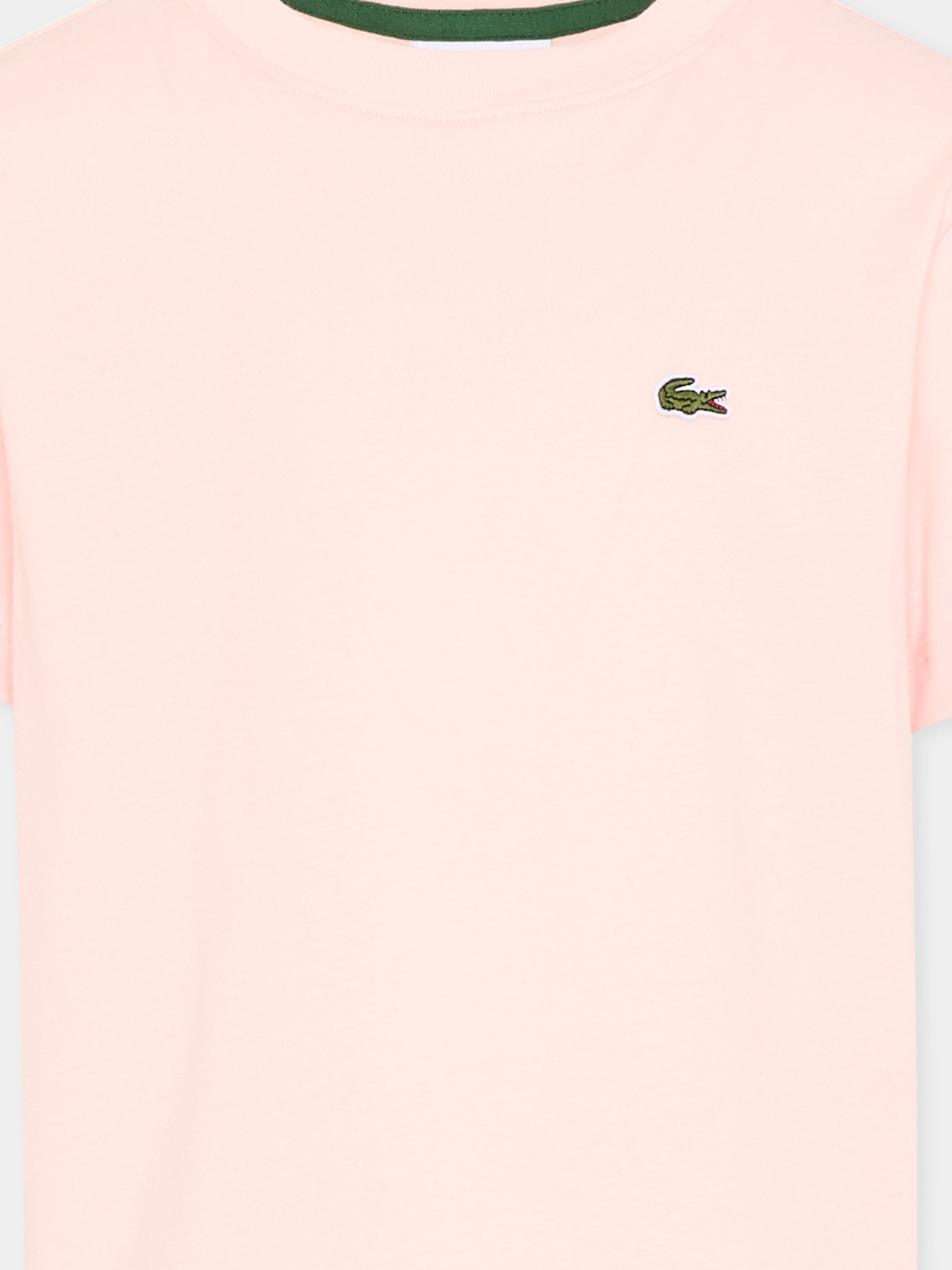T-Shirt rosa per bambina con logo,Lacoste,7025 AL5