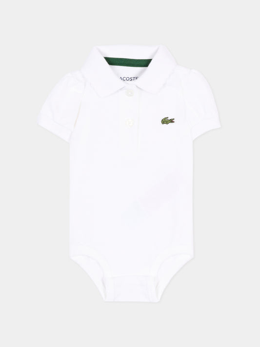 Body bianco per neonata con logo,Lacoste,7120 W8L