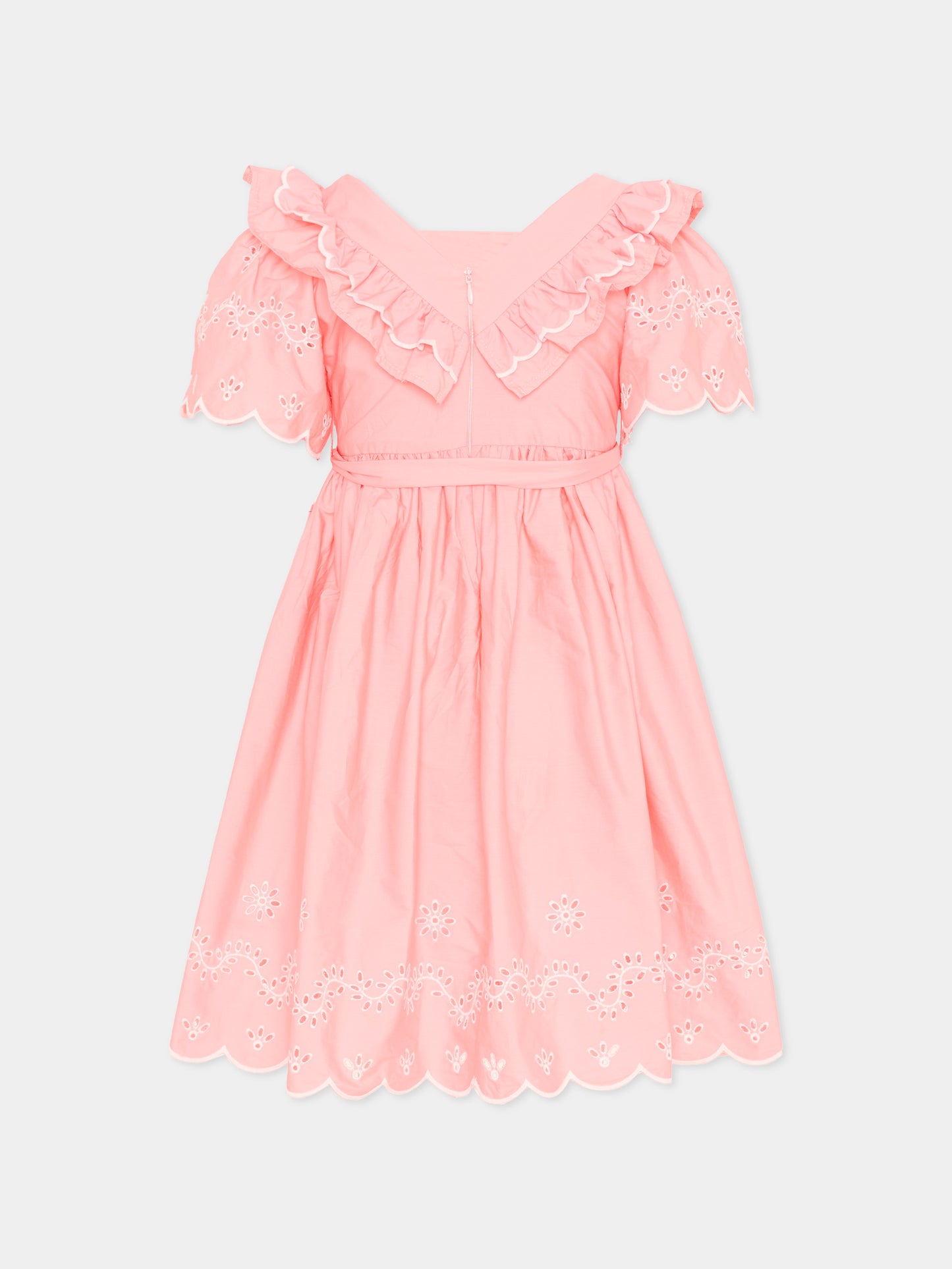 Vestito rosa per bambina con ricami,Patachou,PAP VET4233405 895