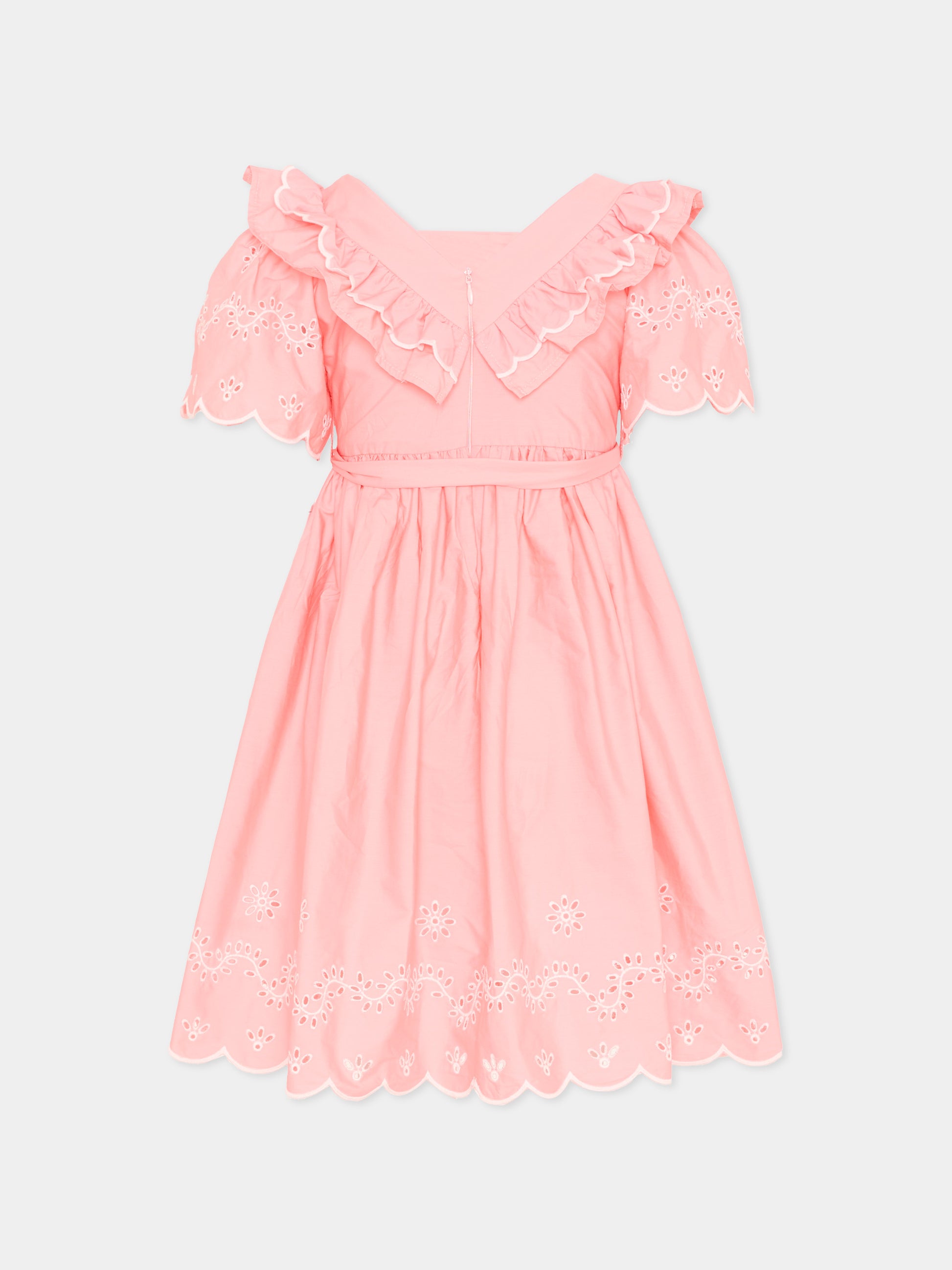 Vestito rosa per bambina con ricami,Patachou,PAP VET4233405 895