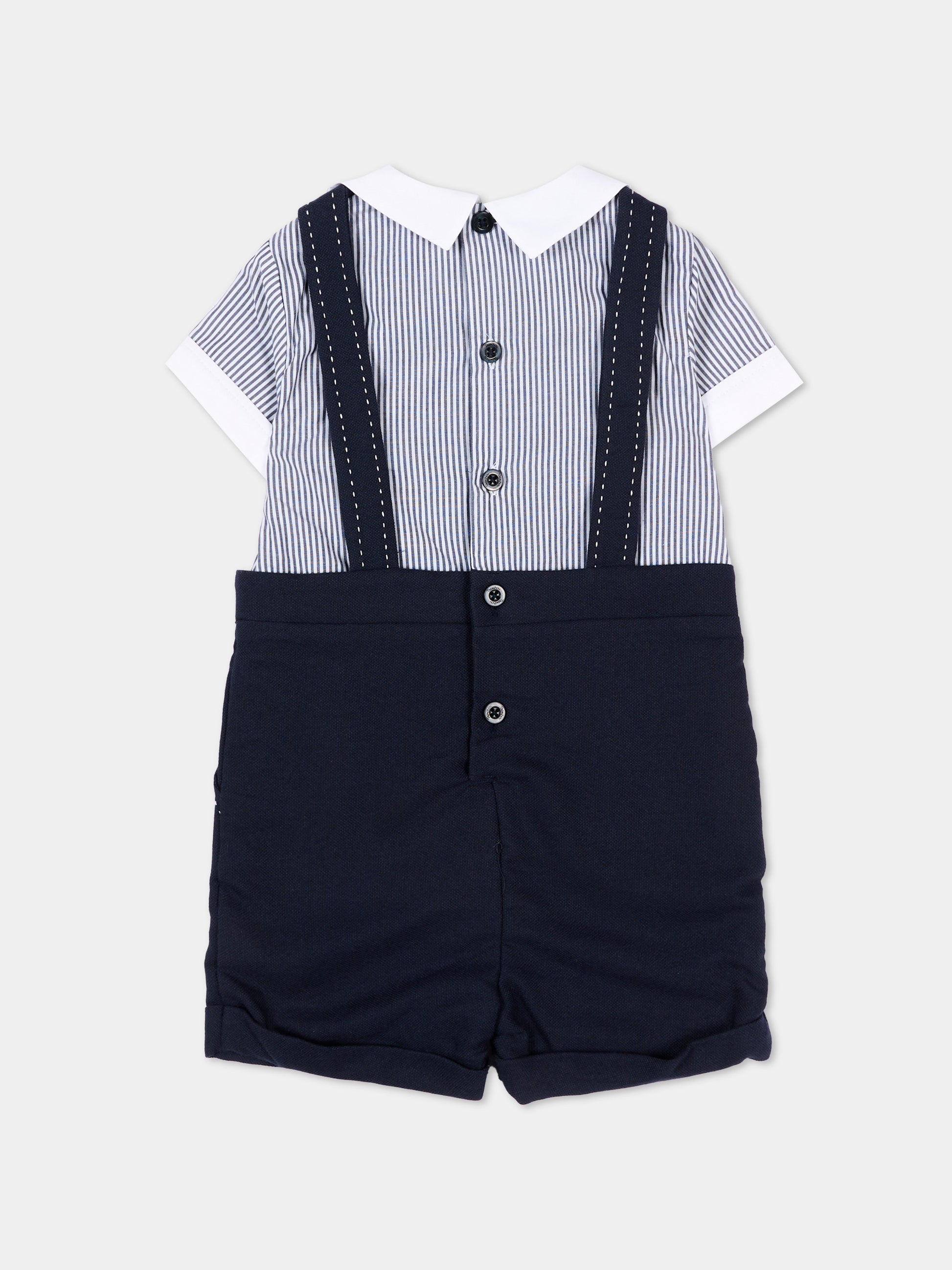 Completo elegante blu per neonato con papillon,Patachou,PAP MC4233393 360