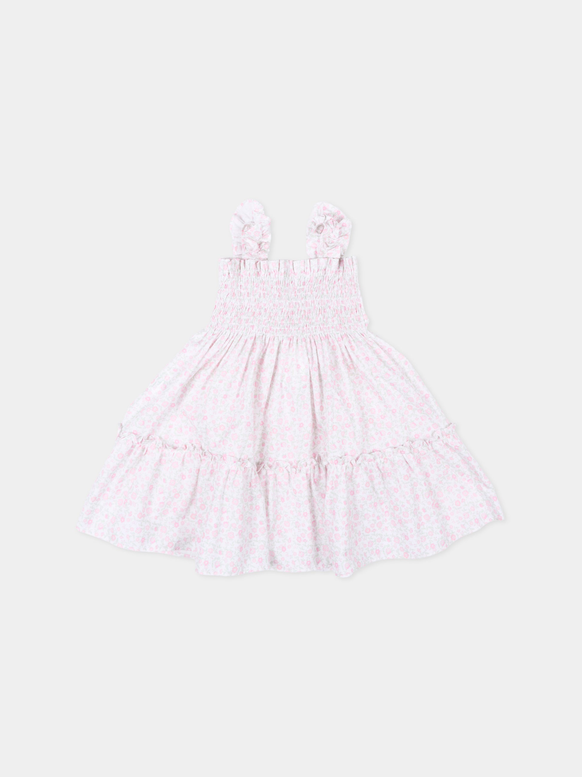 Vestito rosa per neonata con stampa floreale,Patachou,PAP VET4233621 Z0155