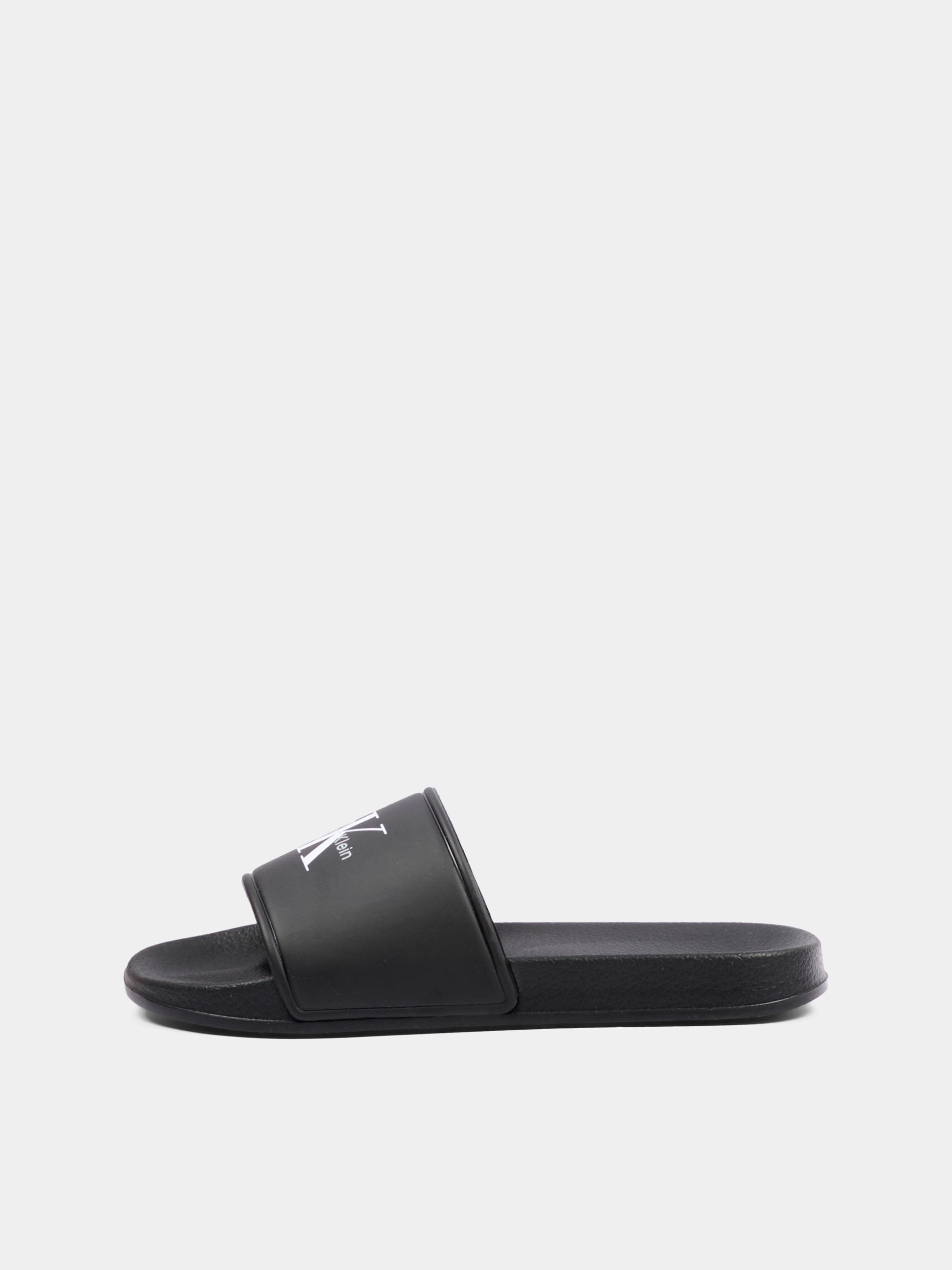Ciabatte nere per bambini con logo,Calvin Klein Kids,V3X0 83333 1172999