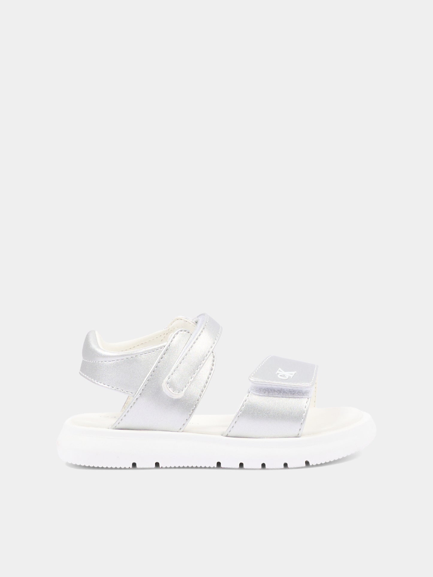 Sandali argento per bambina con logo,Calvin Klein Kids,V1A2 83241 1372904