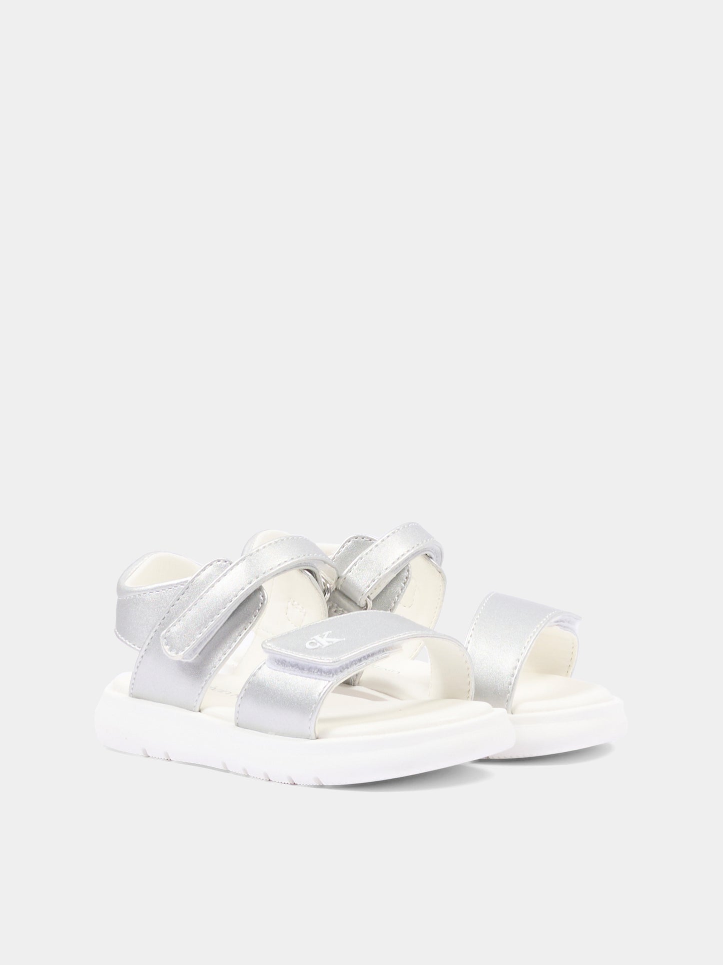 Sandali argento per bambina con logo,Calvin Klein Kids,V1A2 83241 1372904